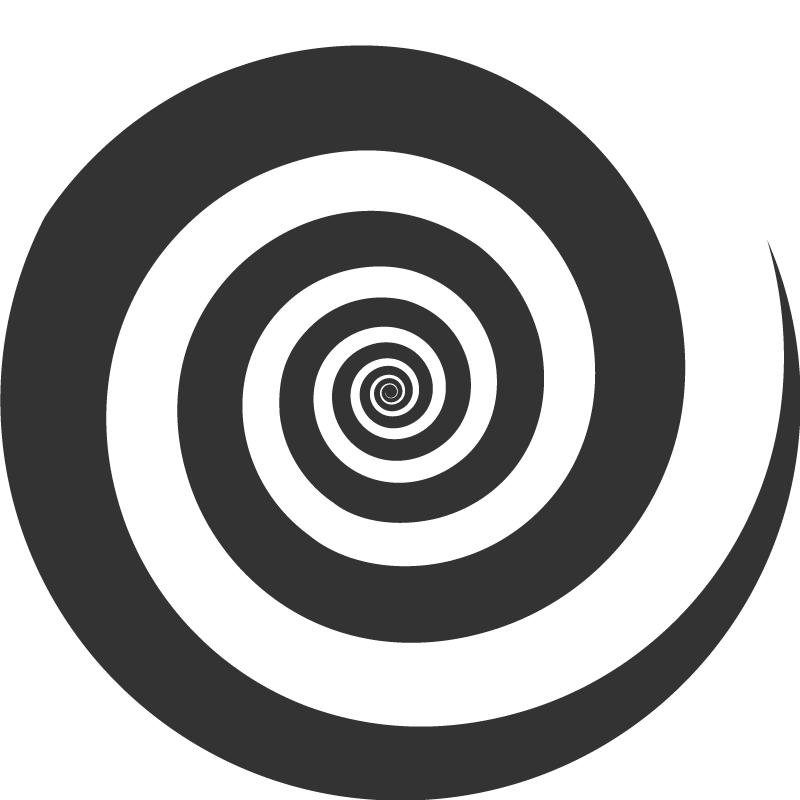 Svart og hvit hypnotisk retro spiral vinyl teppe ungdom - Tenstickers