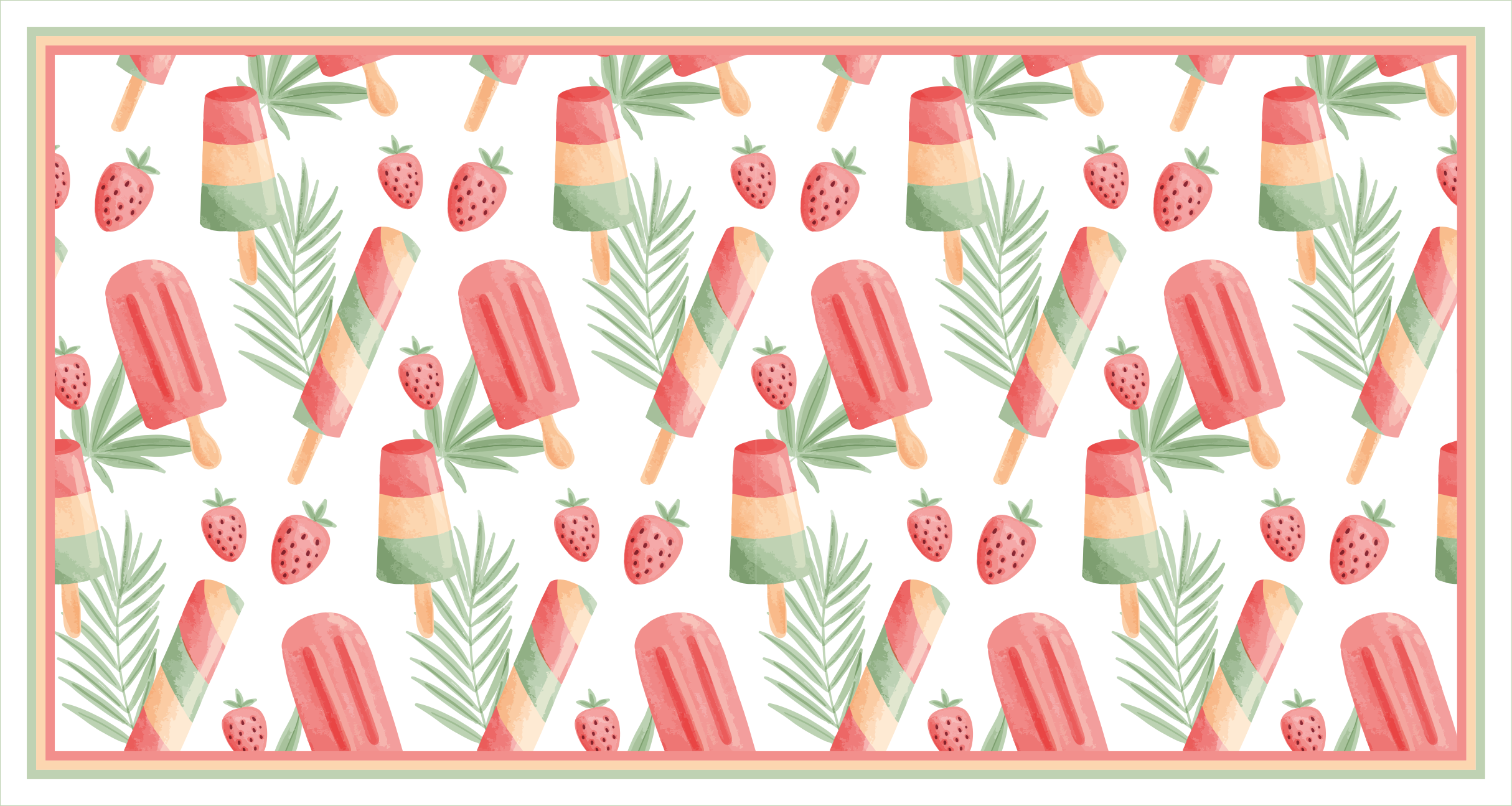 Håndmalt akvarell sommermønster vinyl teppe moderne - Tenstickers