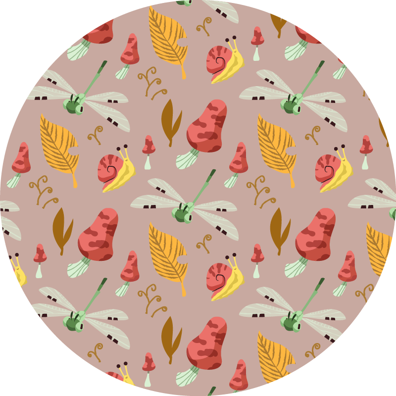 Beige skogelementer vinyl teppe natur - Tenstickers