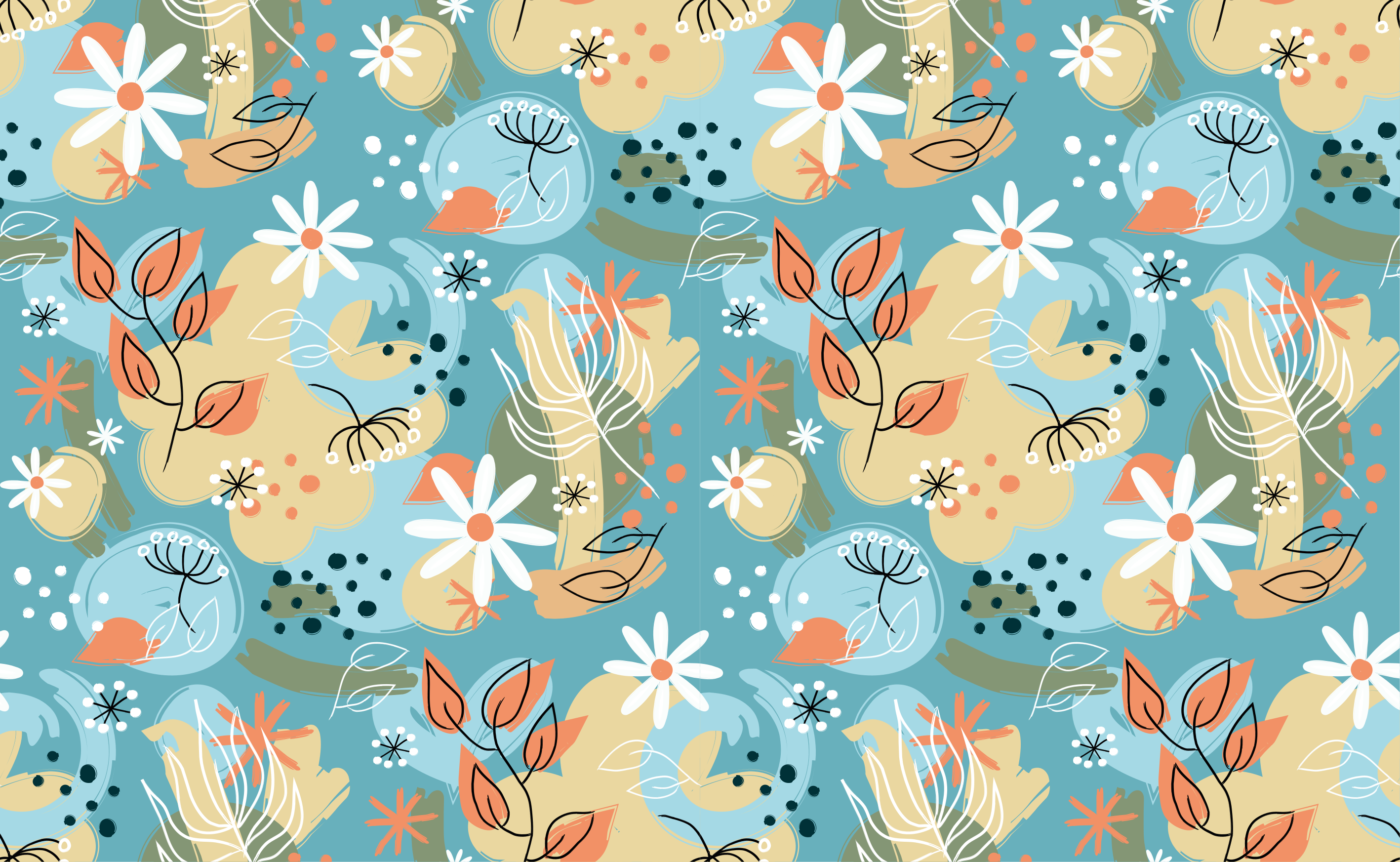 Vinyl teppe blomster og planter med blomsterabstraksjoner - Tenstickers