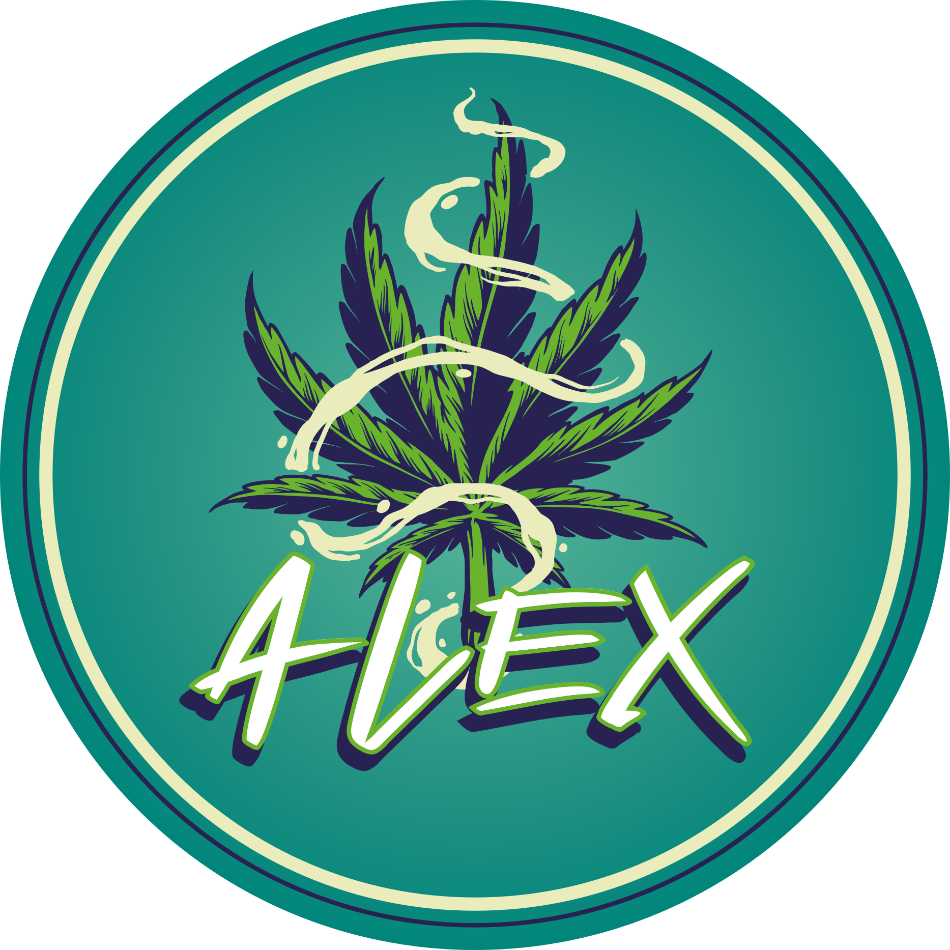 Cannabis illustrasjon graffiti vinyl teppe med navn - Tenstickers