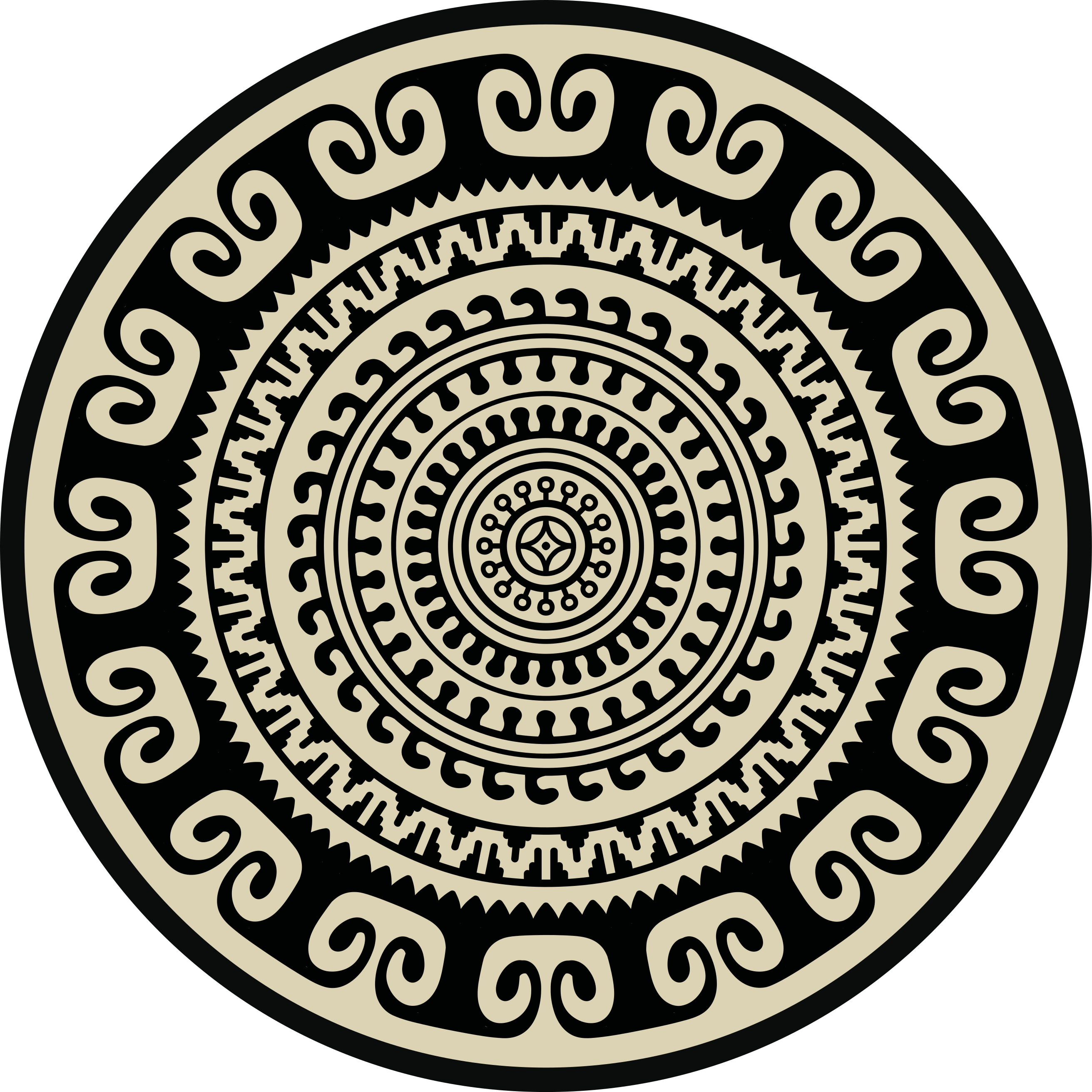 Klassisk sirkulært mønster vinyl teppe mandala - Tenstickers