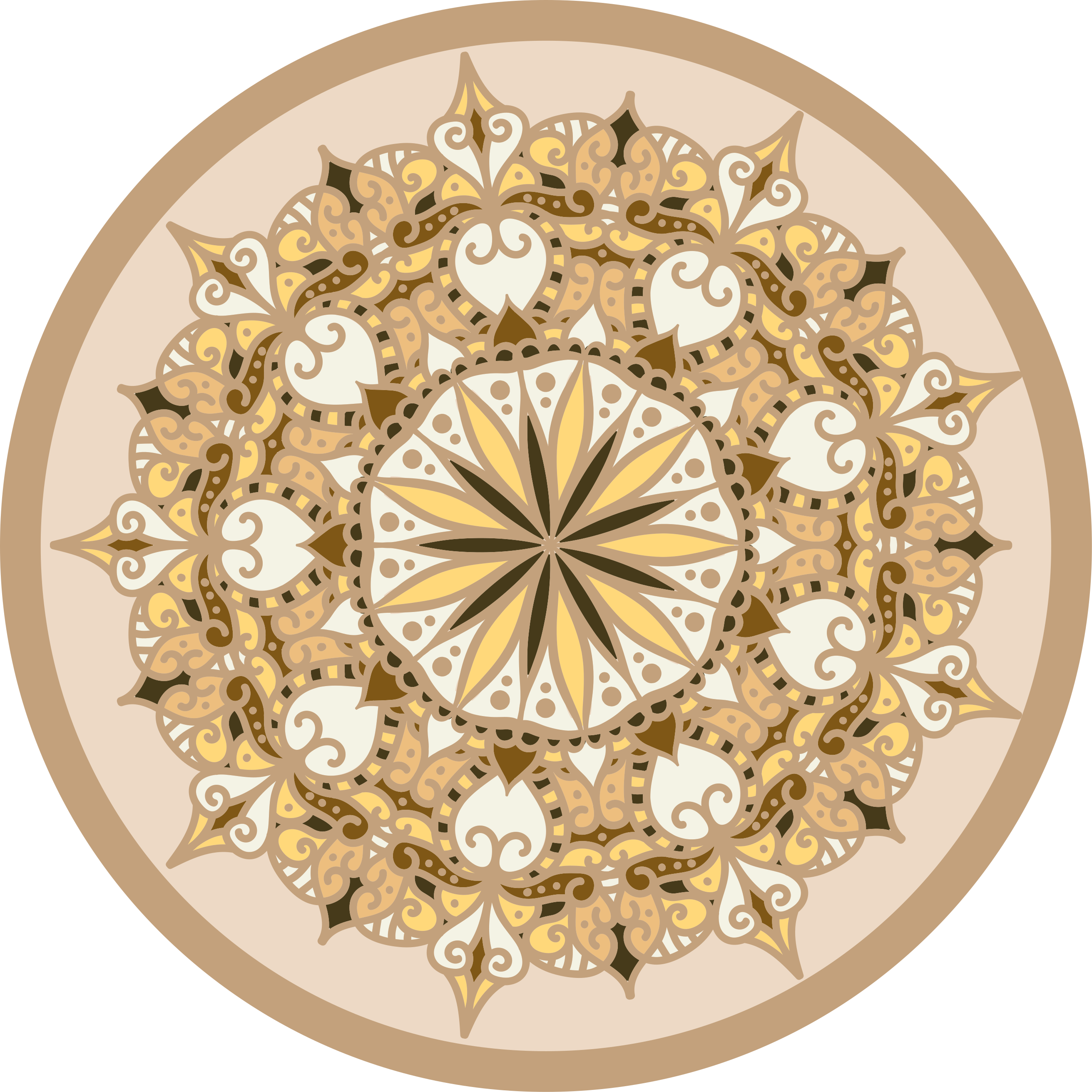 Vinyl teppe mandala elegant gylden mandala - Tenstickers