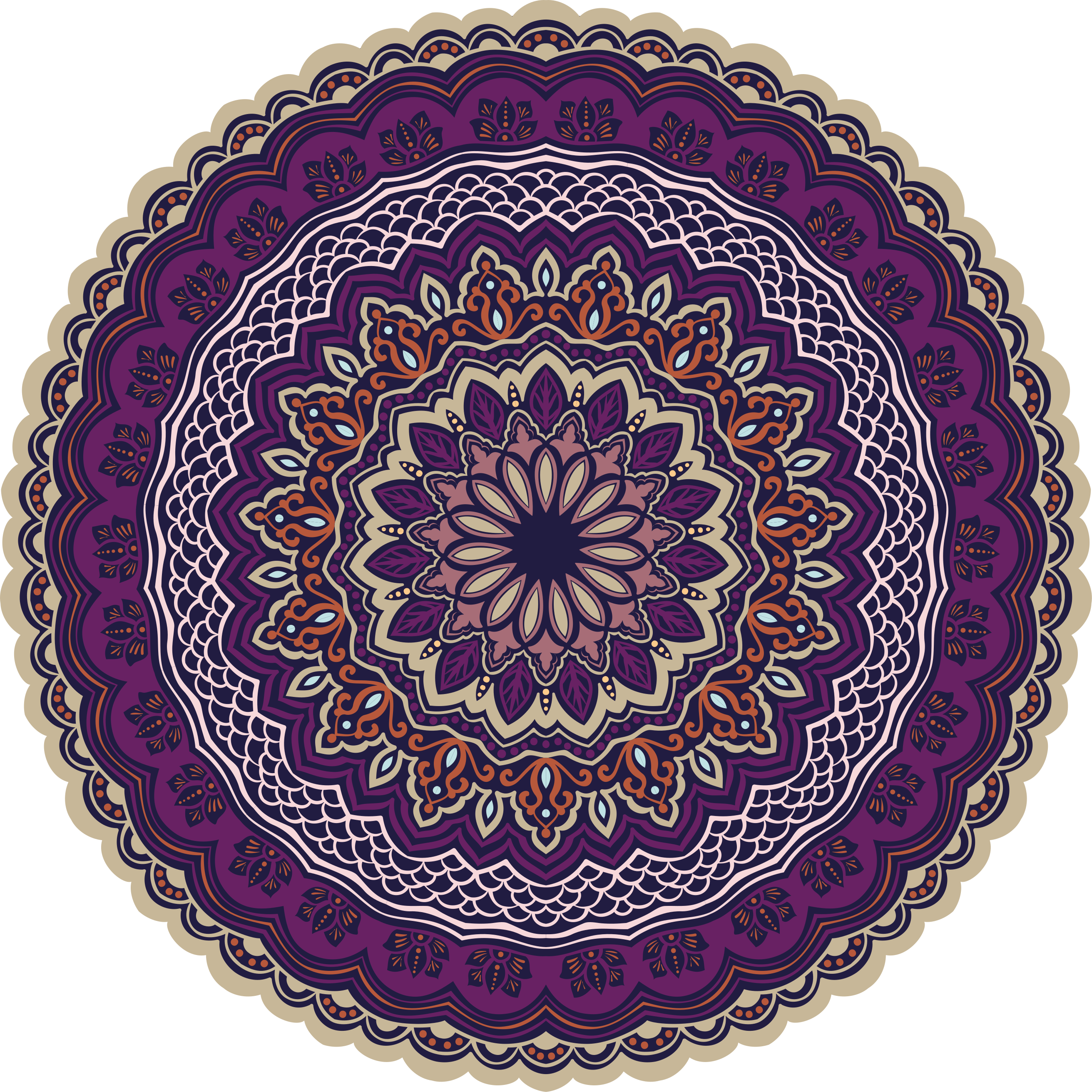 Livlig lilla design vinyl teppe mandala - Tenstickers