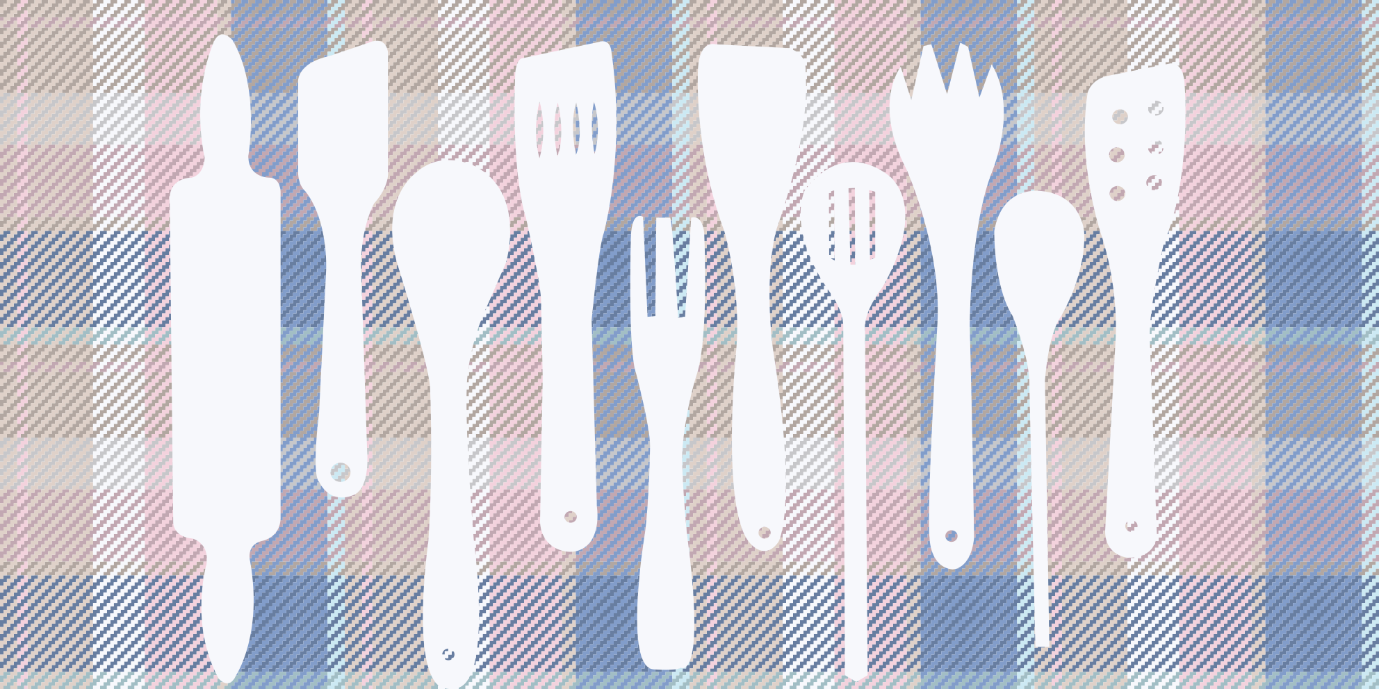 Tartanmønster med kjøkkenutstyr vinyl teppe moderne - Tenstickers