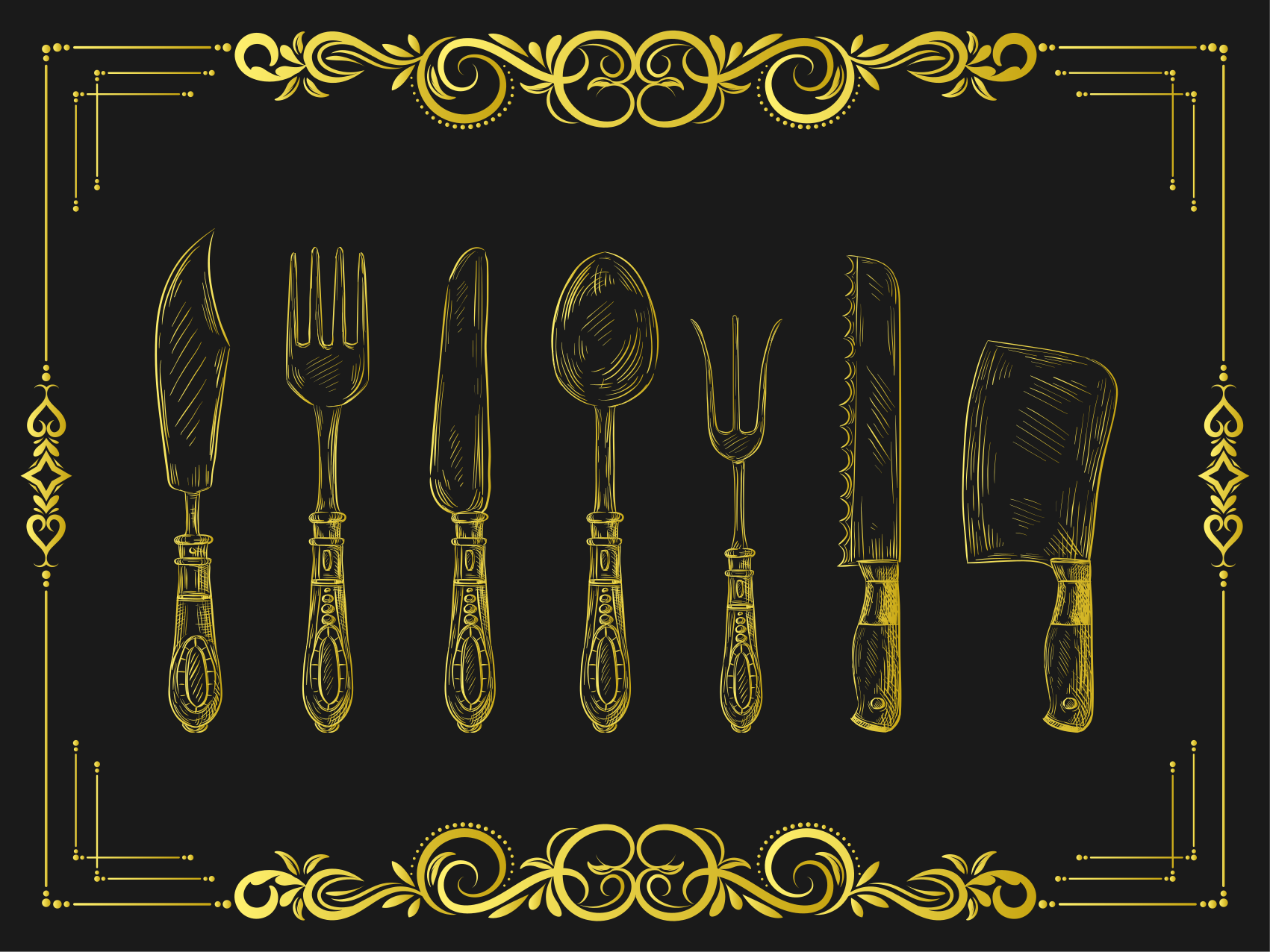 Kjøkkenutstyr omriss vinyl teppe kjøkken - Tenstickers