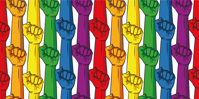 Knyttneve i regnbuefarger vinyl teppe stue - Tenstickers