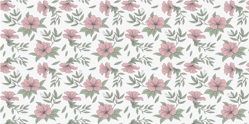 Minimalistiske botaniske rosa blomster vinyl teppe blomster og pl - Tenstickers