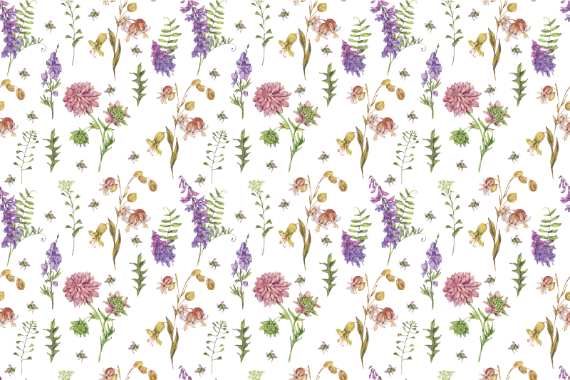 Flerfargede minimalistiske villblomster vinyl teppe blomster og p - Tenstickers