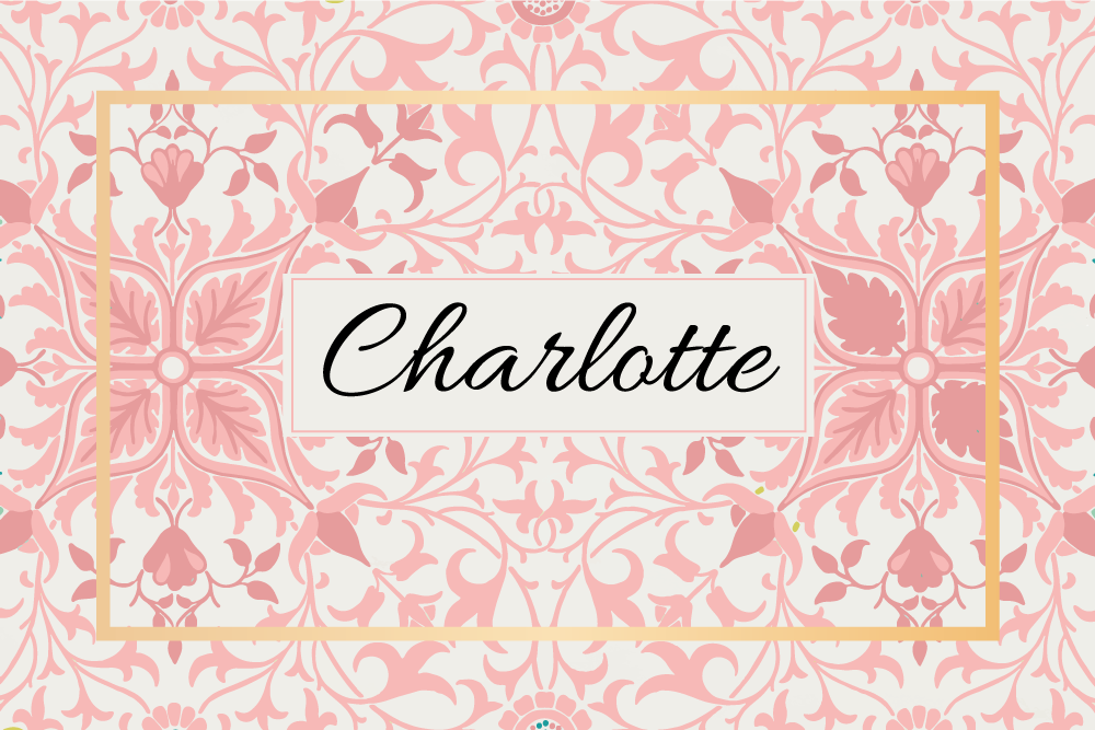 Rosa og beige vintage detaljer vinyl teppe med navn - Tenstickers