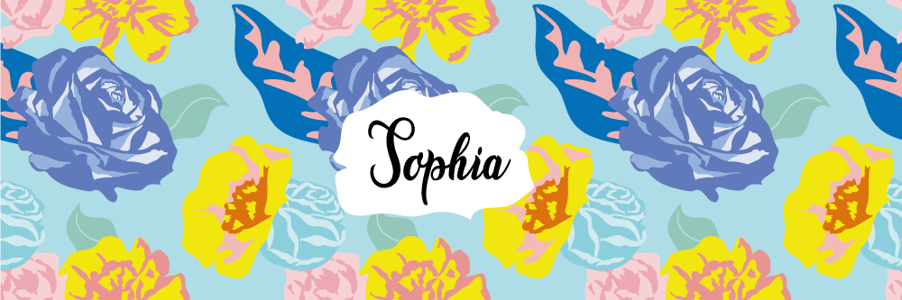 Moderne blått og gult mønster vinyl teppe med navn - Tenstickers