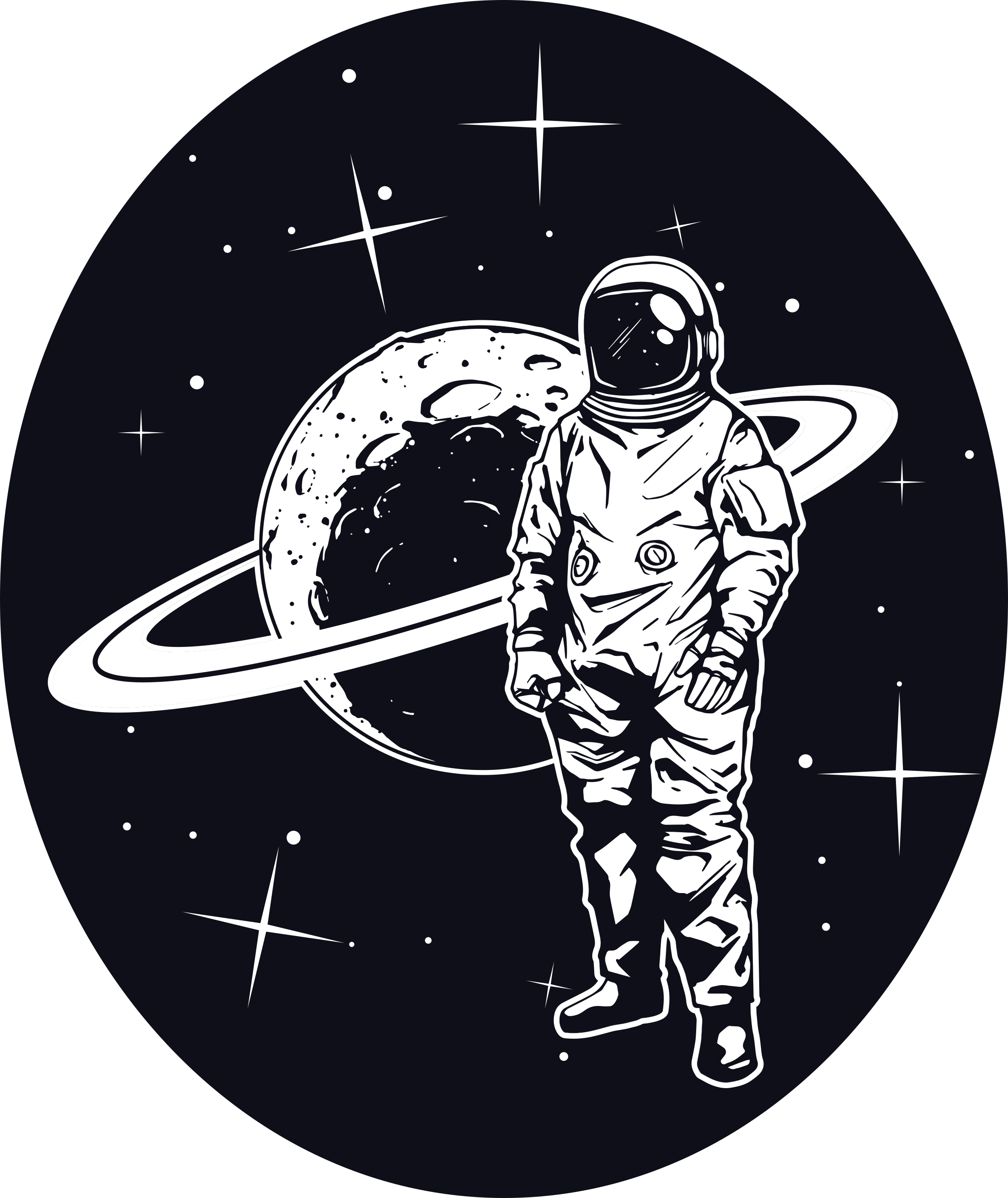 Design av astronaut med planeten vinyl teppe soverom - Tenstickers