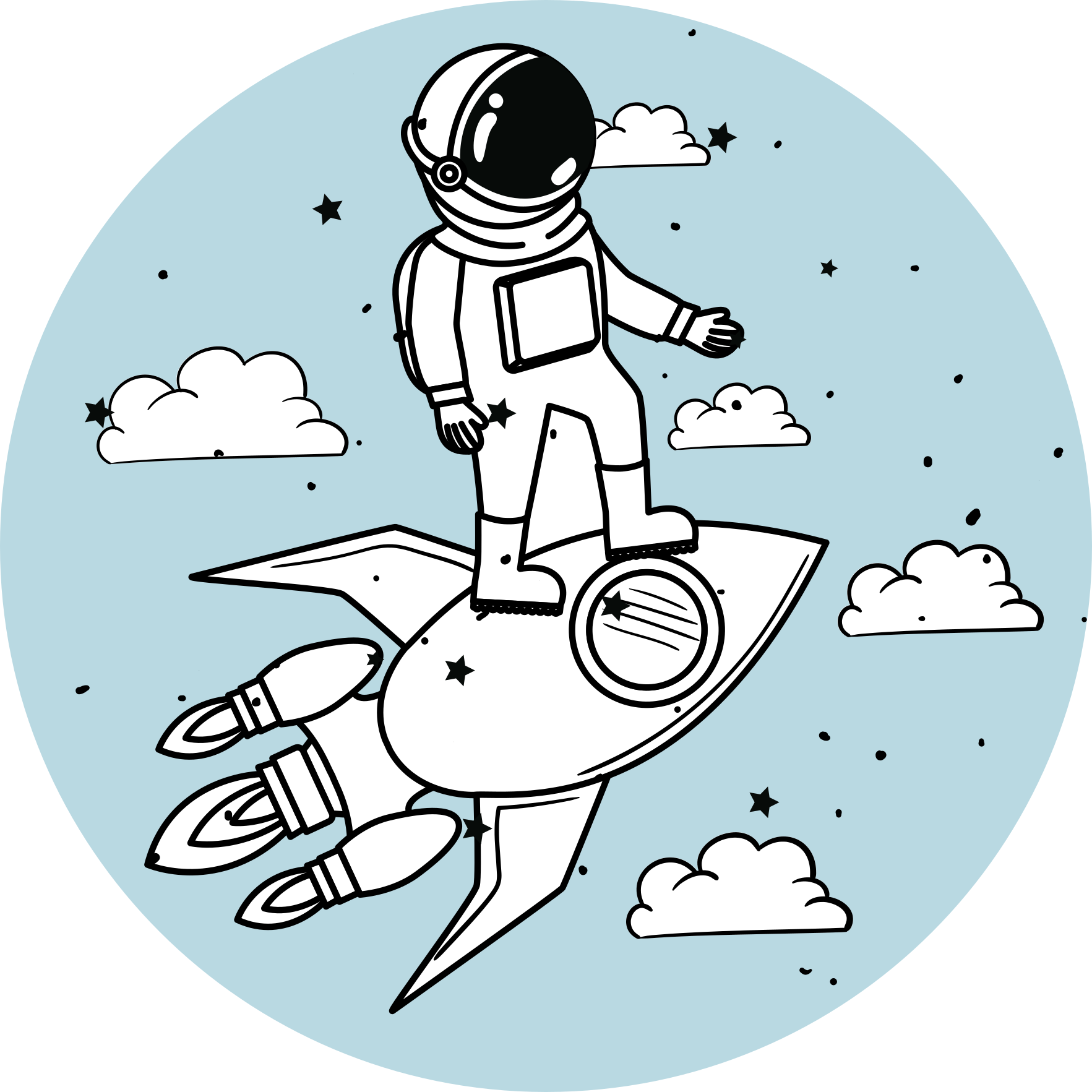 Astronaut rakett eventyr vinyl teppe spedbarn - Tenstickers