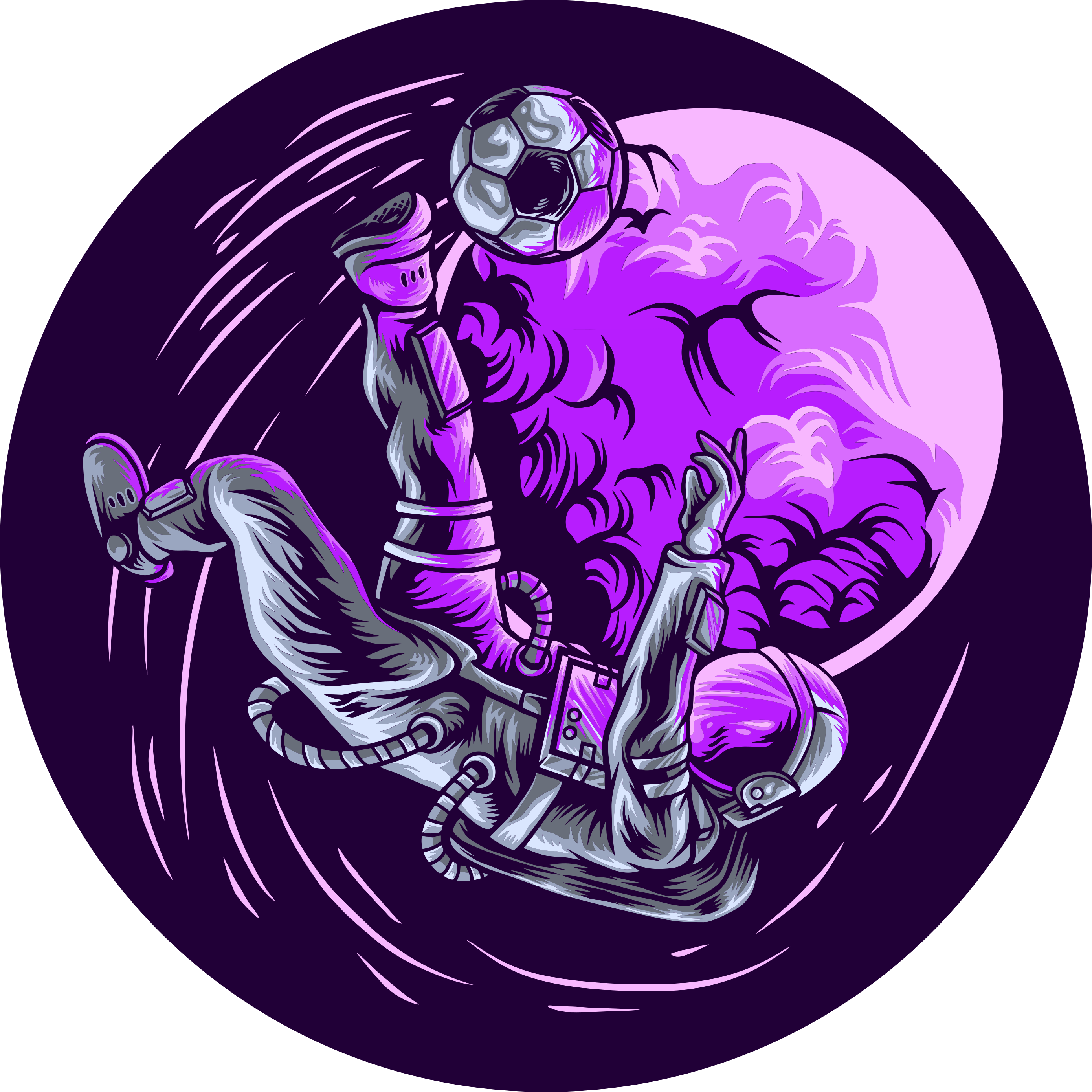Astronaut som spiller fotball vinyl teppe soverom - Tenstickers