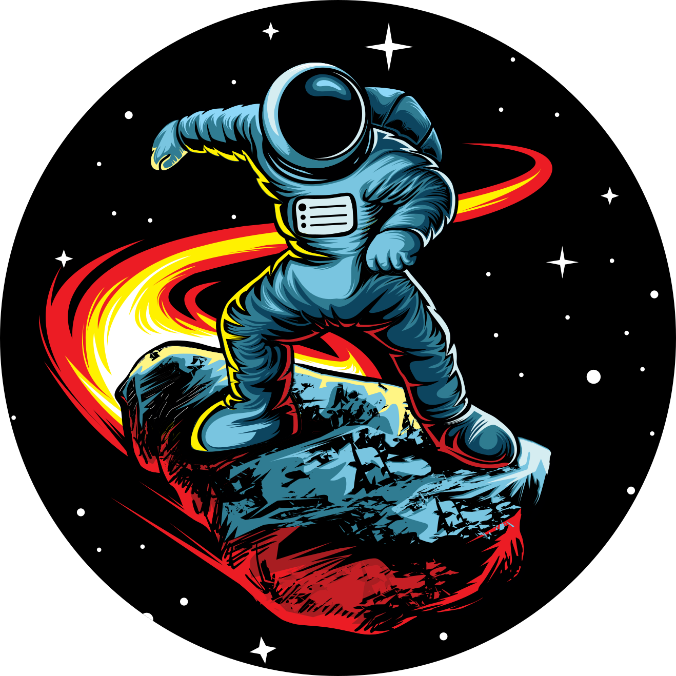 Astronaut med meteor vinyl teppe stue - Tenstickers
