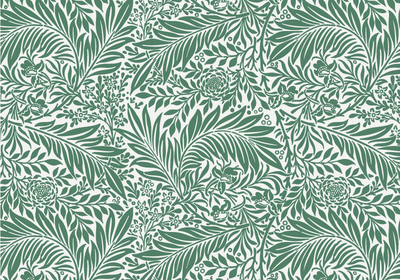 Grønt løvmønster vinyl teppe blomster og planter - Tenstickers