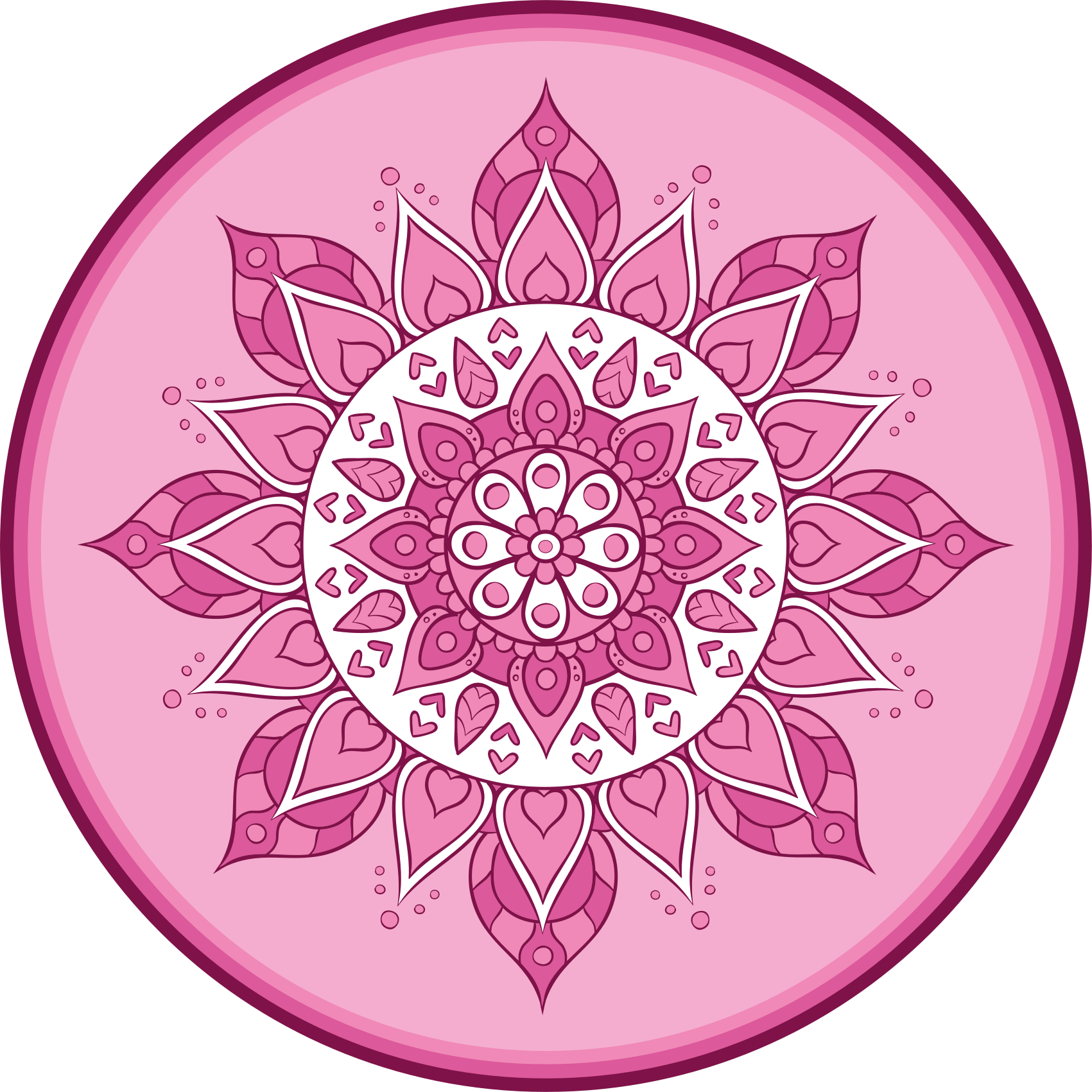 Rosa blomstermeditasjon vinyl teppe mandala - Tenstickers