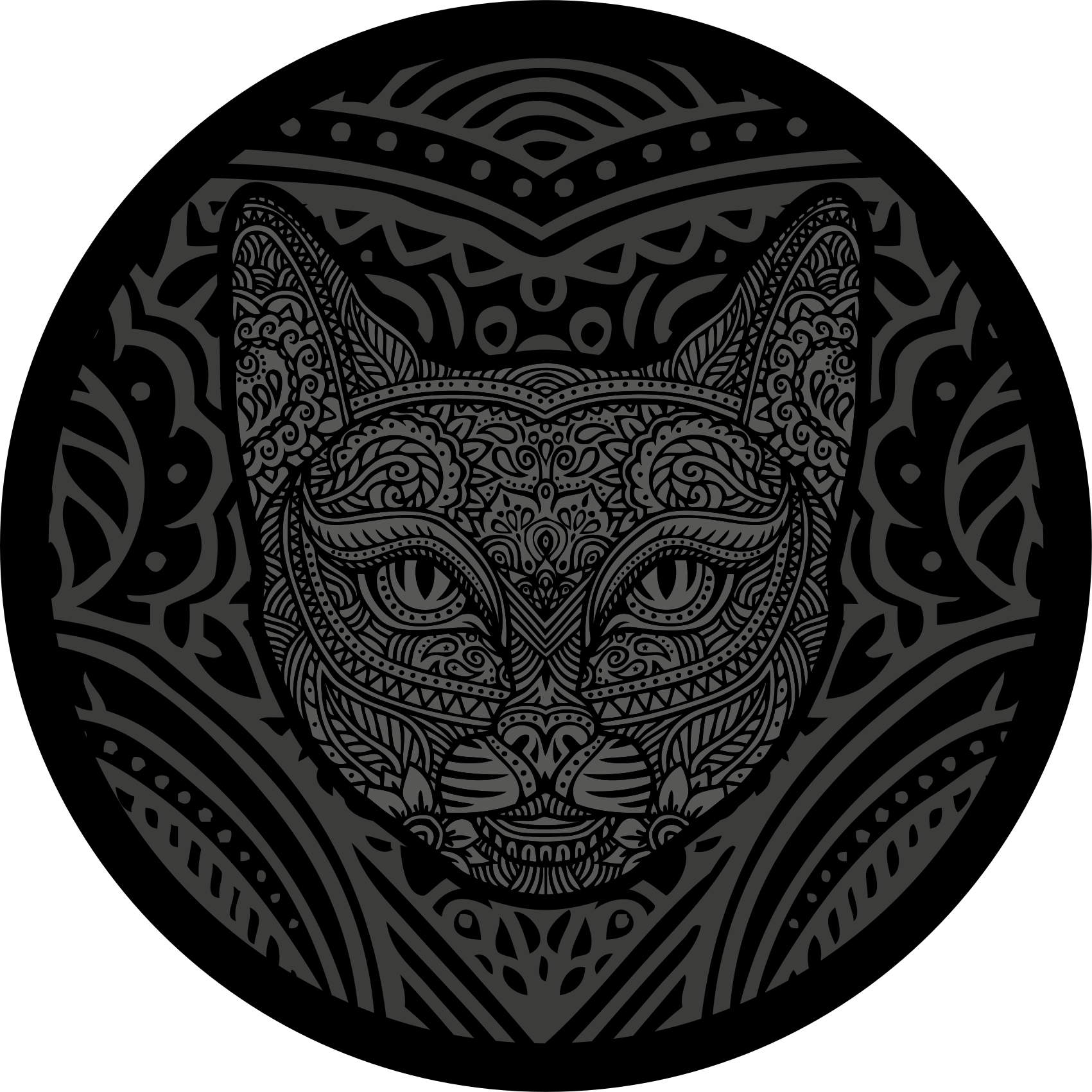 Vakker kattmandala vinyl teppe mandala - Tenstickers