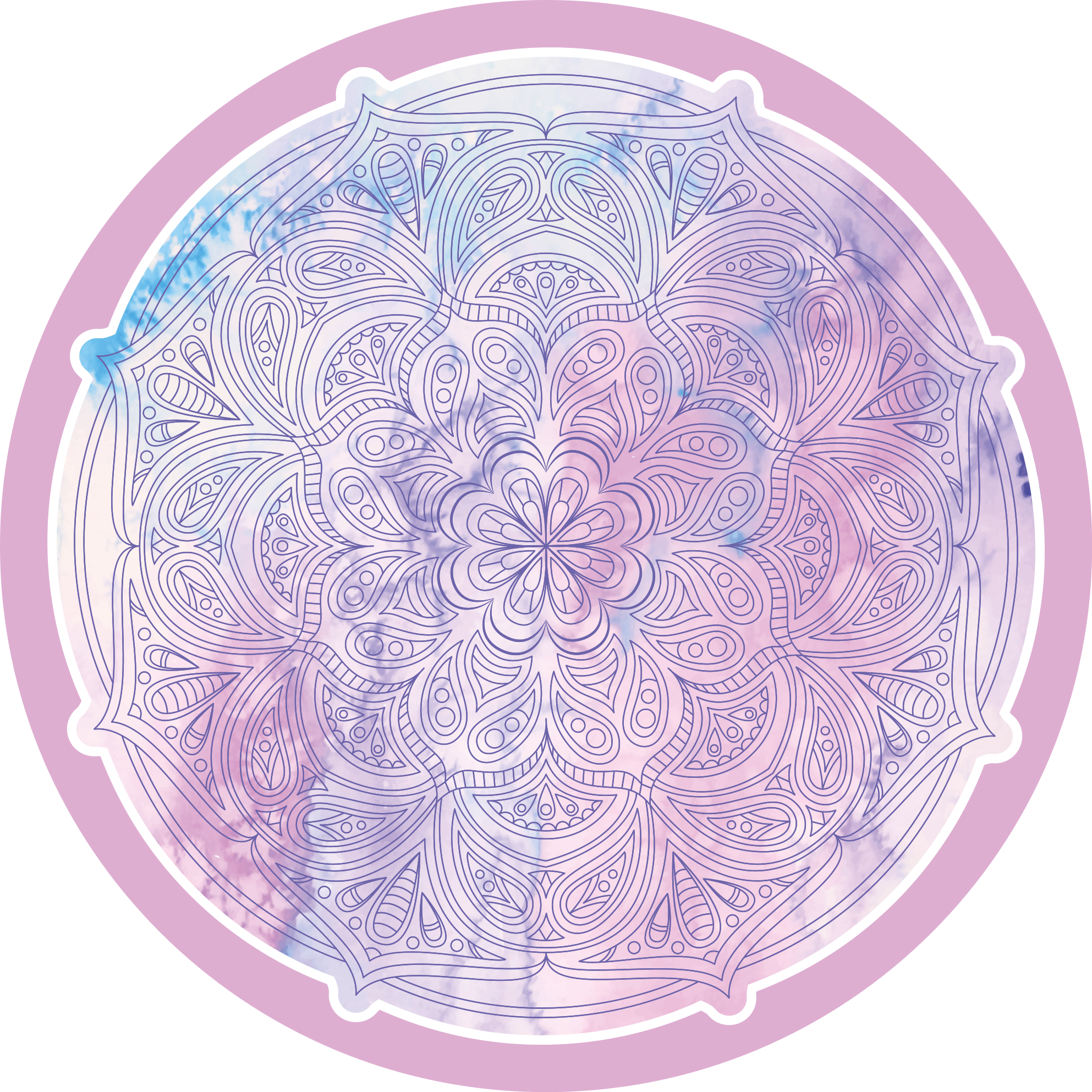 Pastellrosa blomster vinyl teppe mandala - Tenstickers