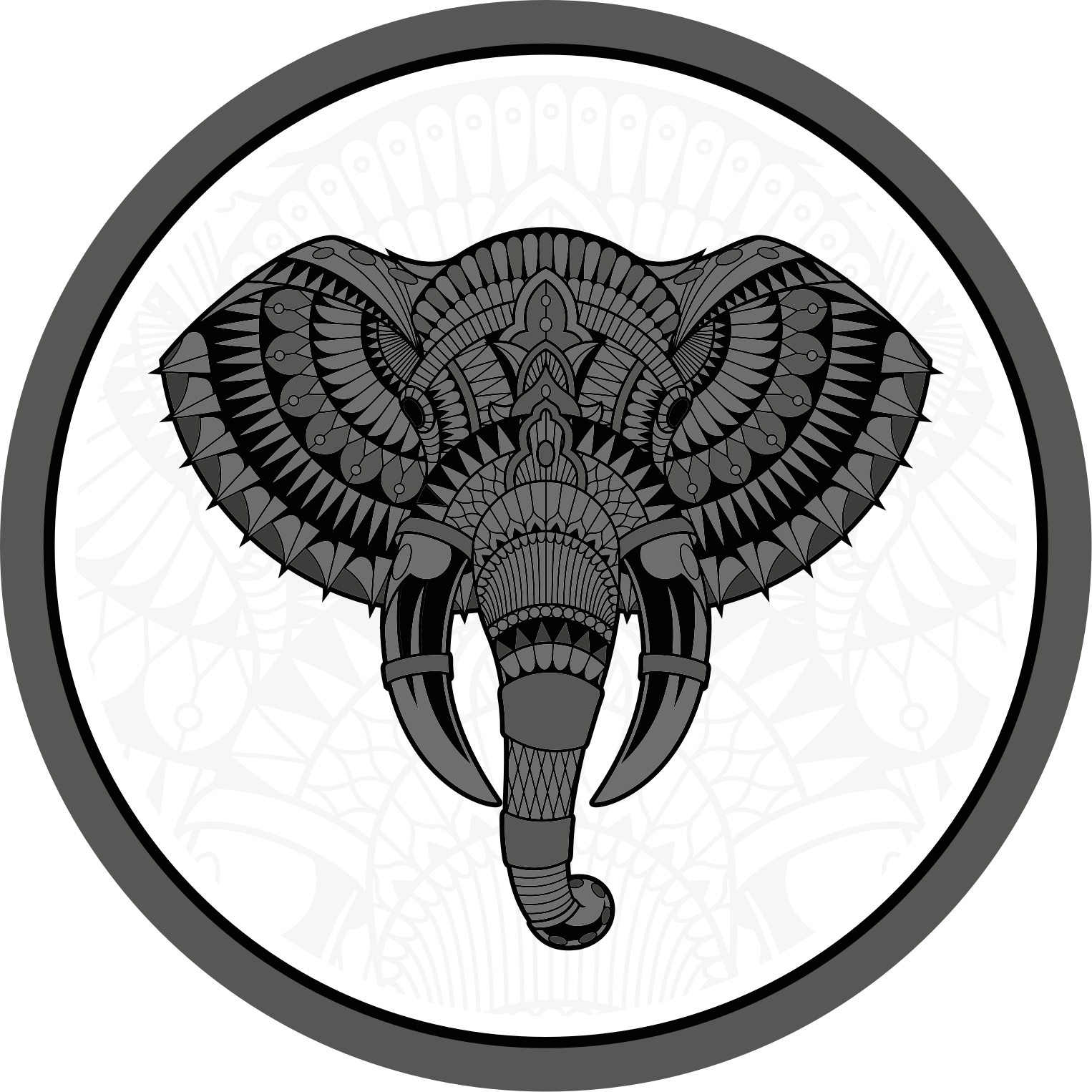Elefant med mandala tekstur vinyl teppe mandala - Tenstickers