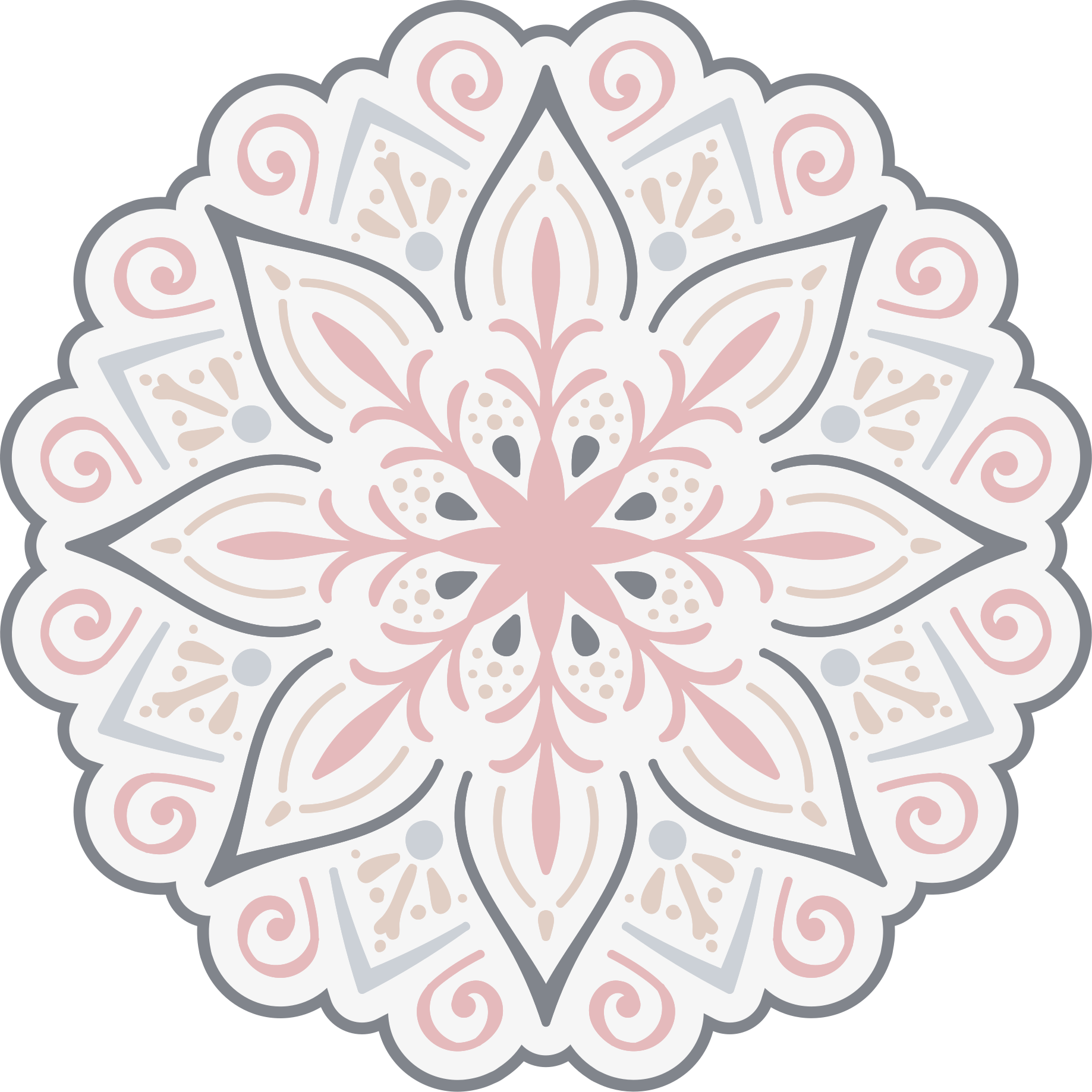 Grasiøst blomsterelement vinyl teppe mandala - Tenstickers