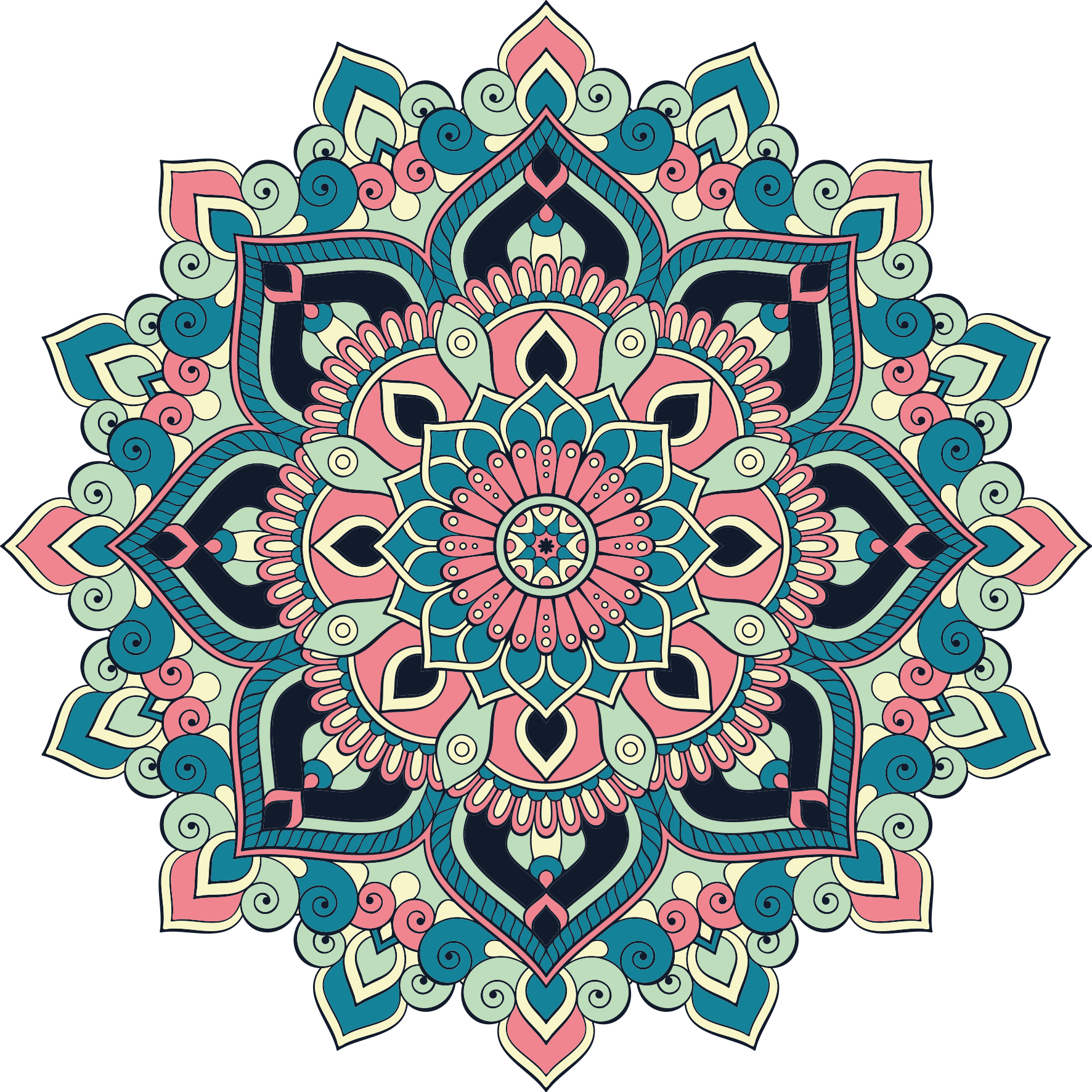 Vinyl teppe mandala fargerikt blomsterdesign - Tenstickers
