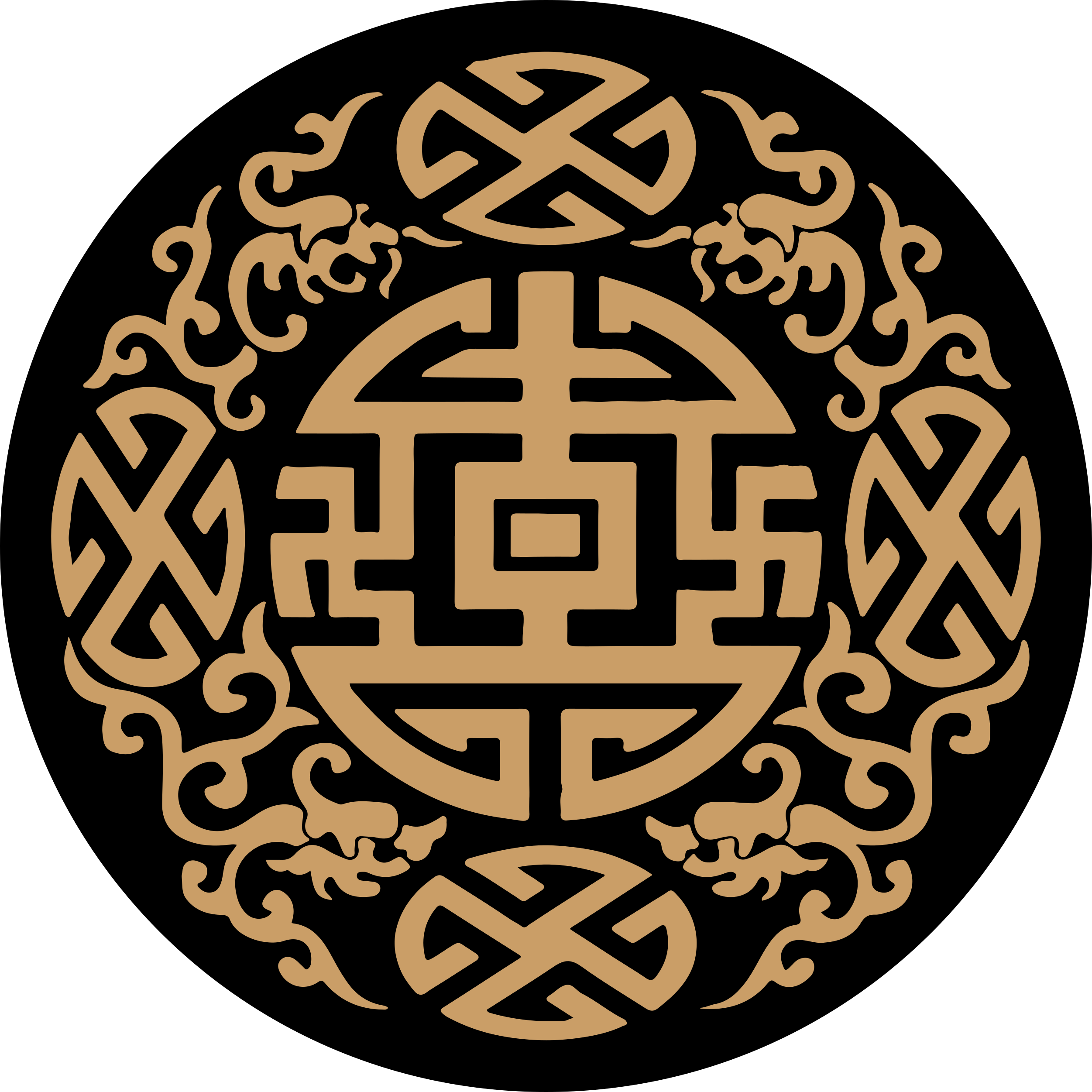 Kulturelt symbolmotiv vinyl teppe rund - Tenstickers