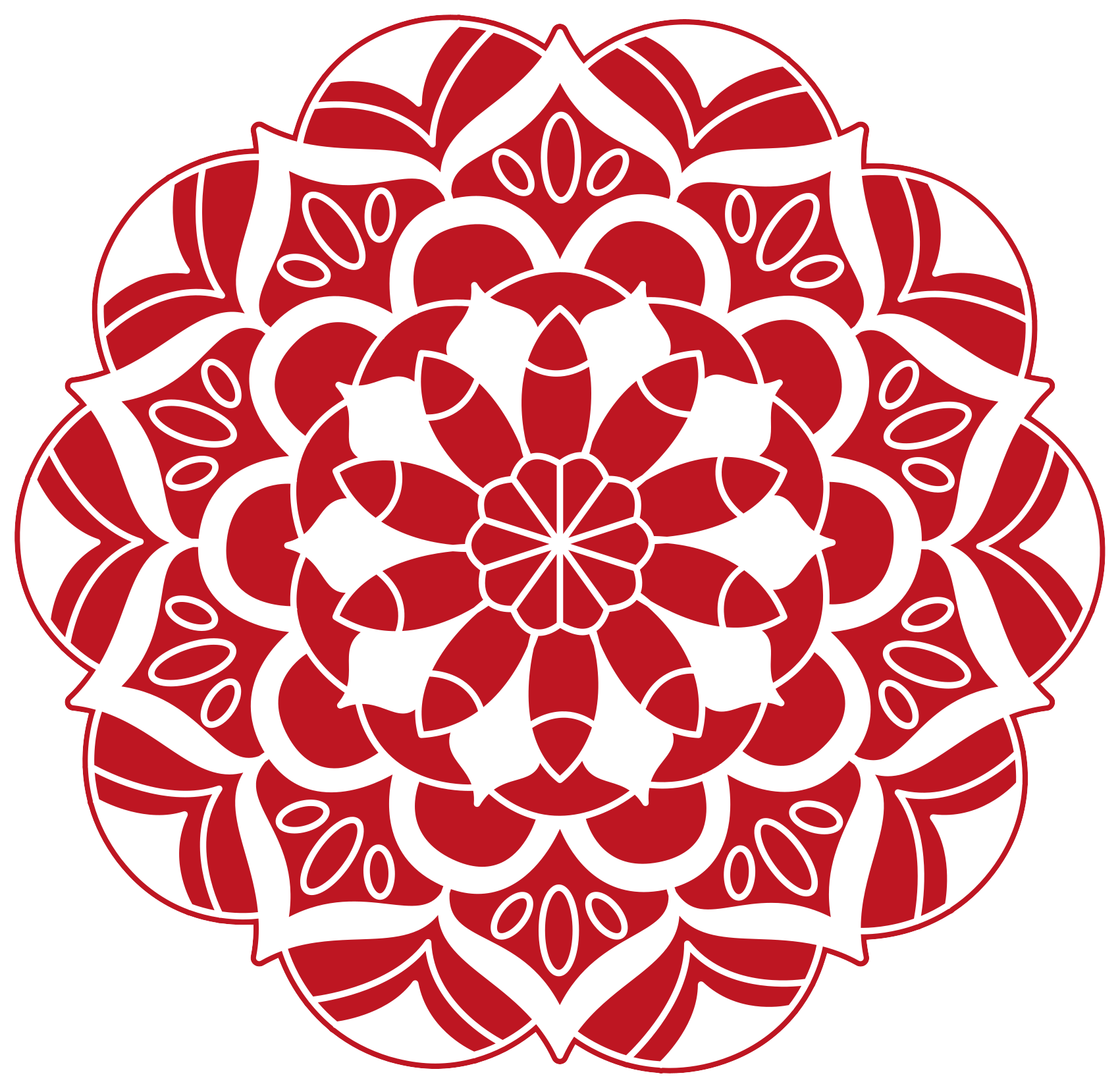 Rødt blomstermønster vinyl teppe mandala - Tenstickers