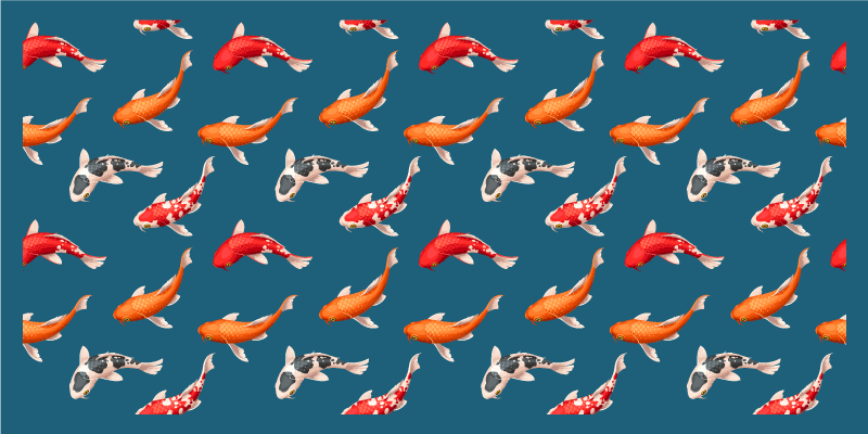 Koi fisk mønster vinyl teppe natur - Tenstickers