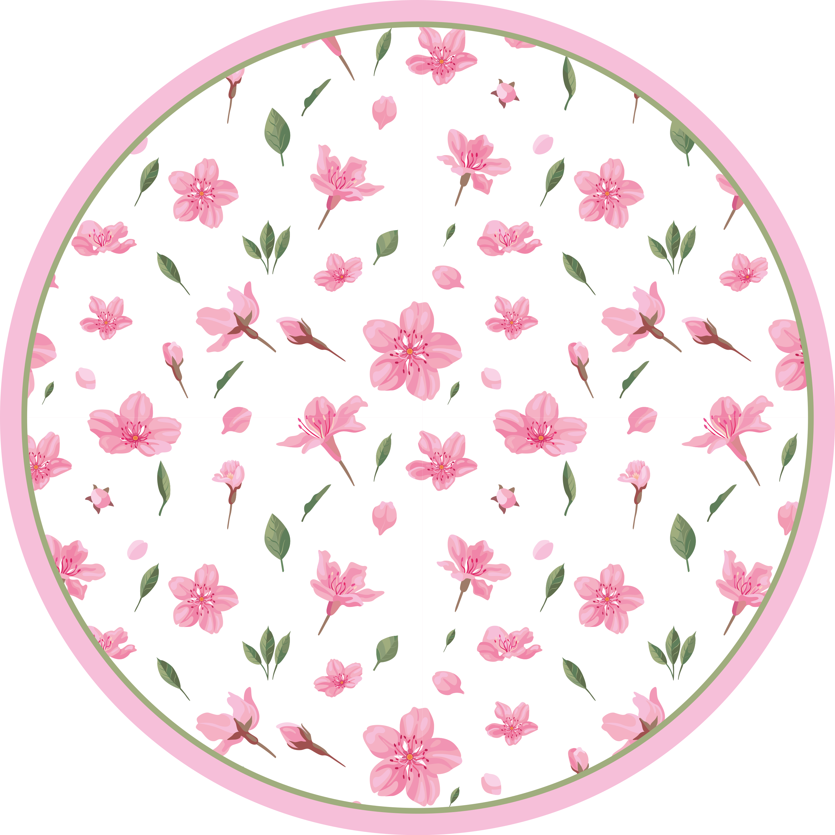 Blomstrende rosa blomster og planter vinyl teppe - Tenstickers