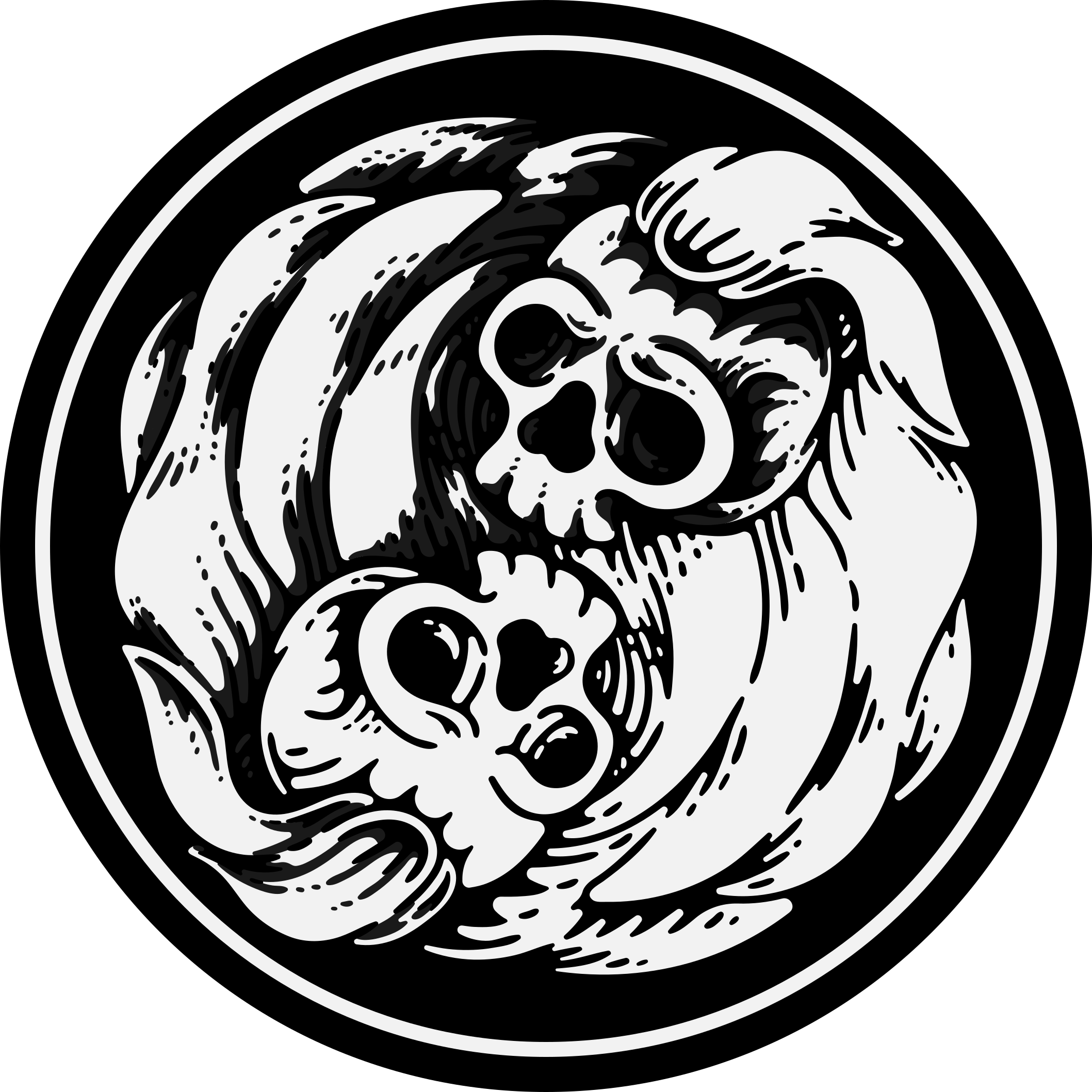 Svart og hvitt yin yang vinyl teppe stue - Tenstickers
