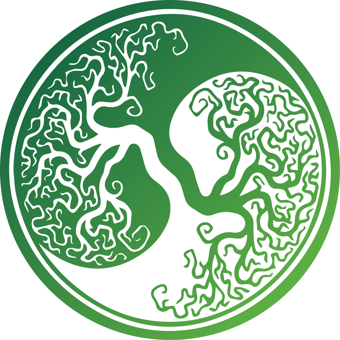 Det opprinnelige livets yin yang -tre vinyl teppe rund - Tenstickers