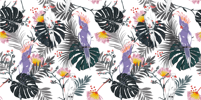 Tropisk bladarrangement vinyl teppe stue - Tenstickers