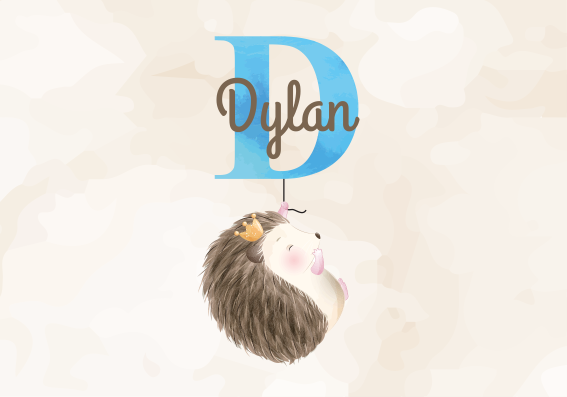 Søt pinnsvin initial vinyl teppe med navn - Tenstickers