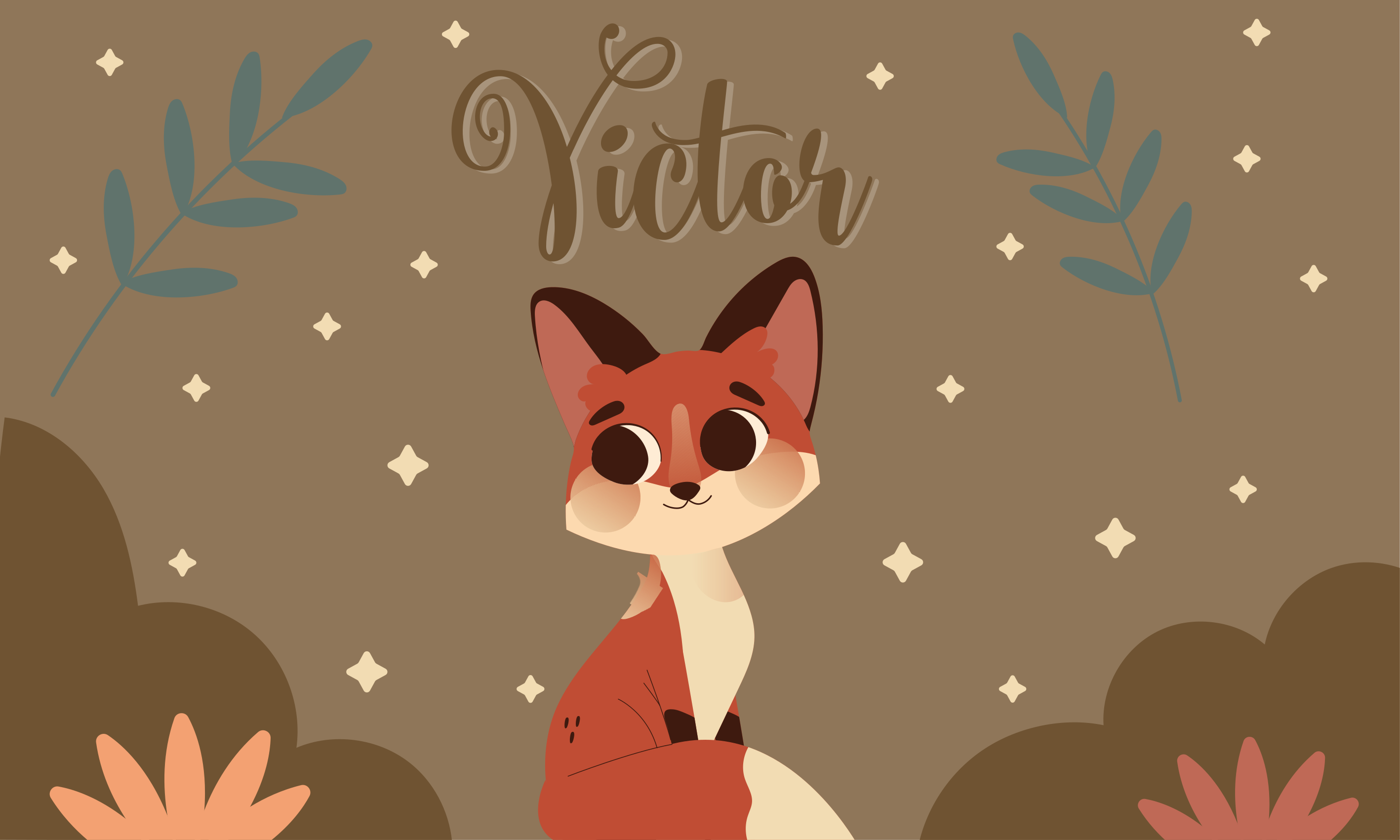 Søt rev for gutt med navn vinyl teppe baby - Tenstickers