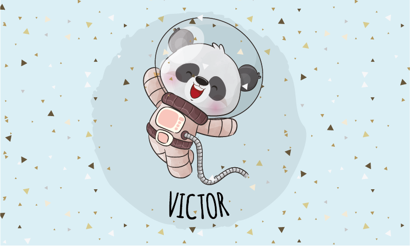 Søt panda-astronaut vinyl teppe med navn - Tenstickers