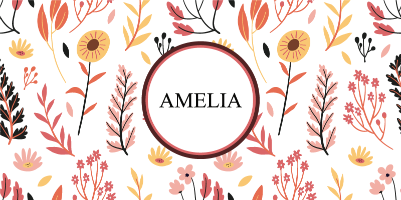 Fargerike blomster over en hvit bakgrunn vinyl teppe med navn - Tenstickers