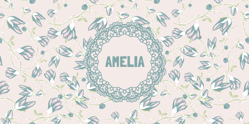 Blomsterdesign med navn vinyl teppe soverom - Tenstickers