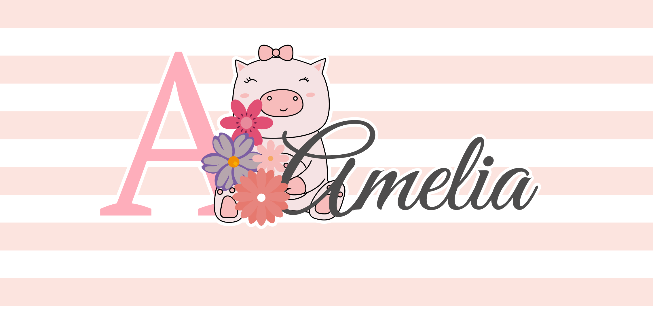 Søte dyr gris med navn vinyl teppe baby - Tenstickers