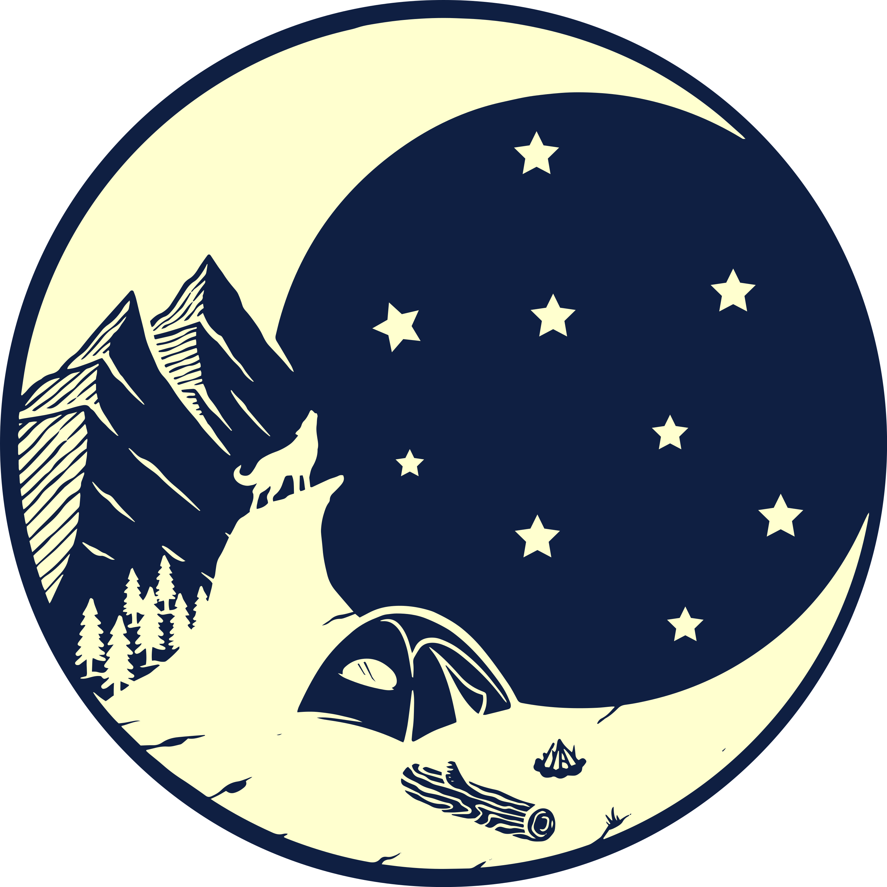 Månebelyst campingscene vinyl teppe natur - Tenstickers