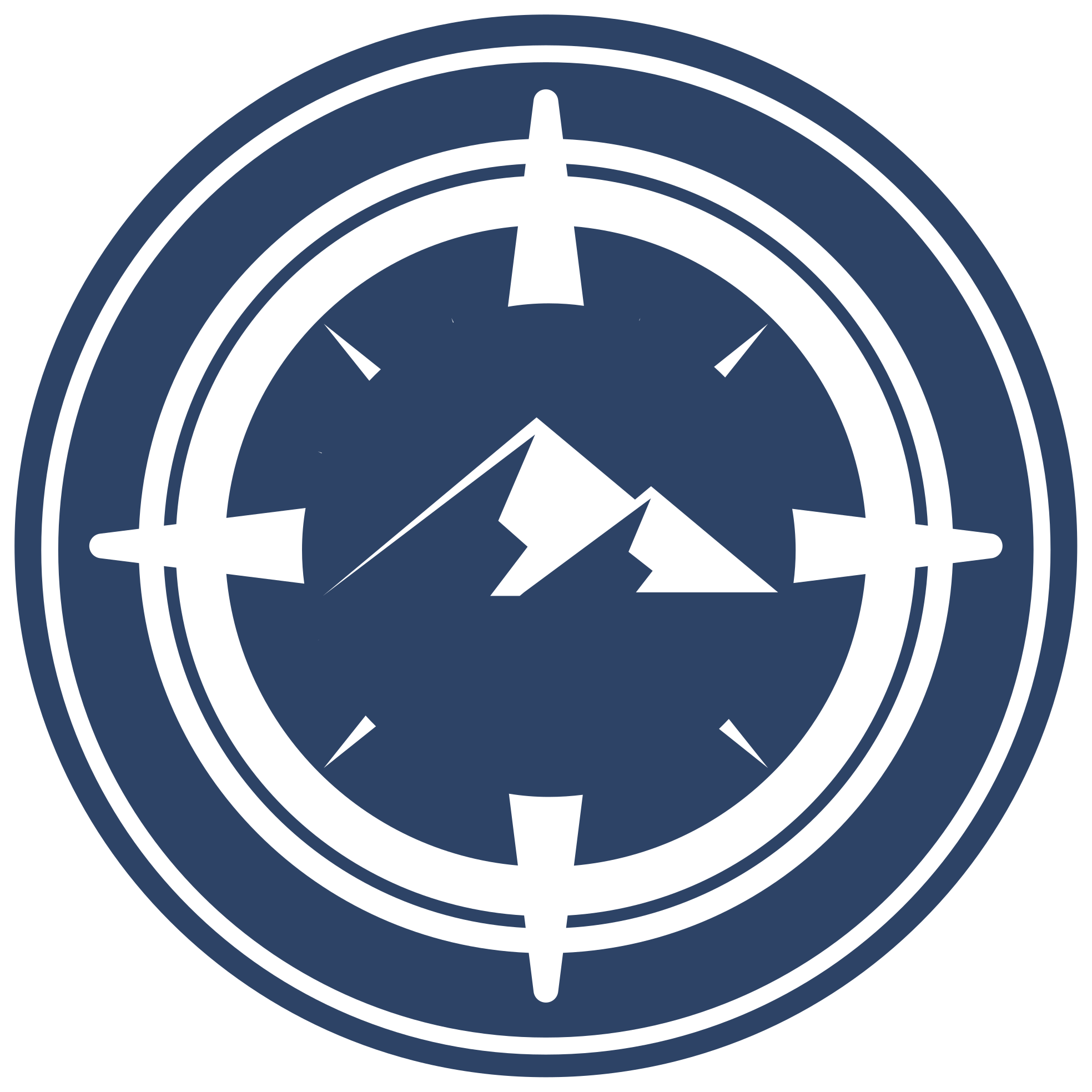 Rundt kompass med fjell vinyl teppe moderne - Tenstickers