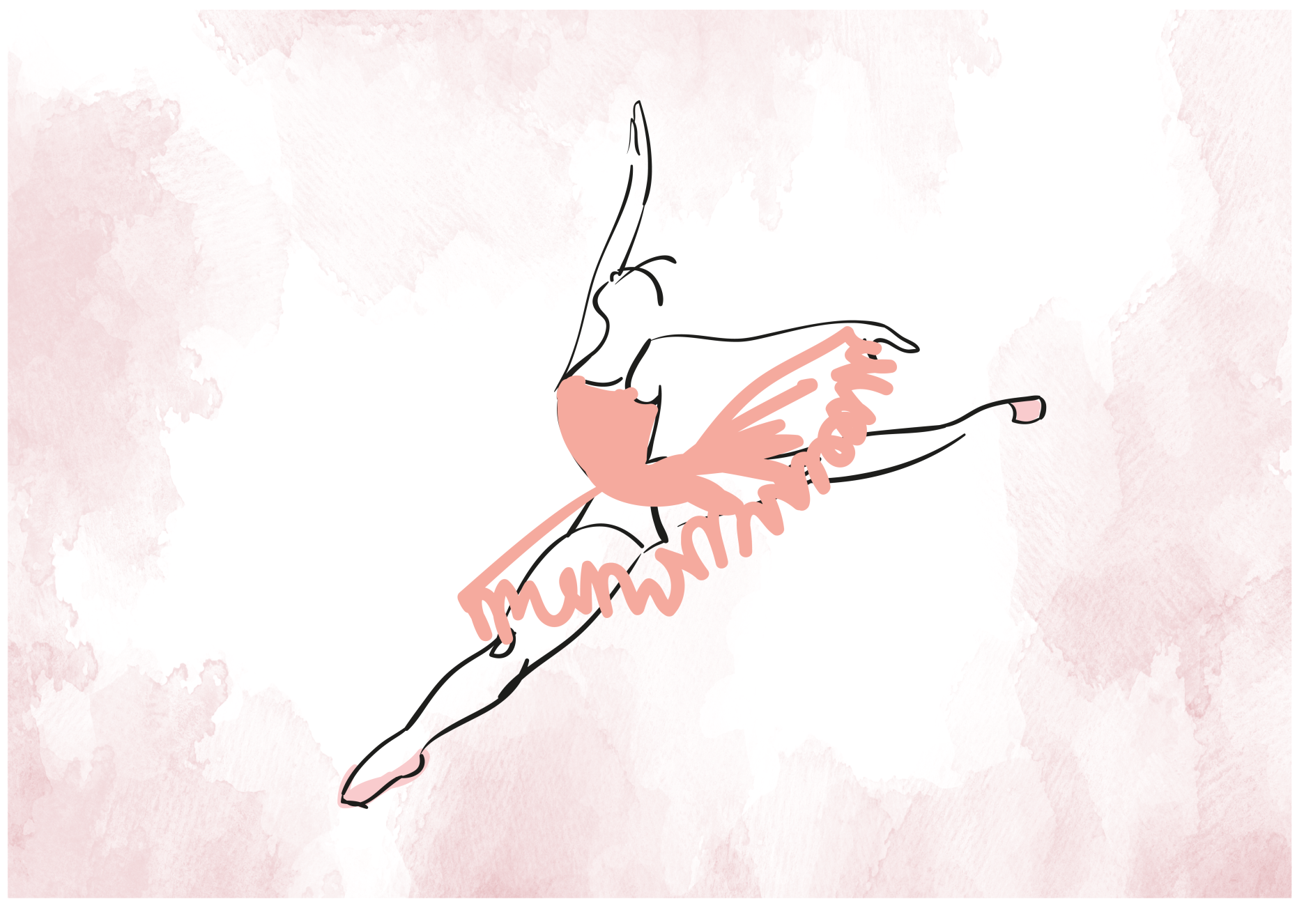 Ballerina dansende strektegn Vinyl teppe flere barn - Tenstickers