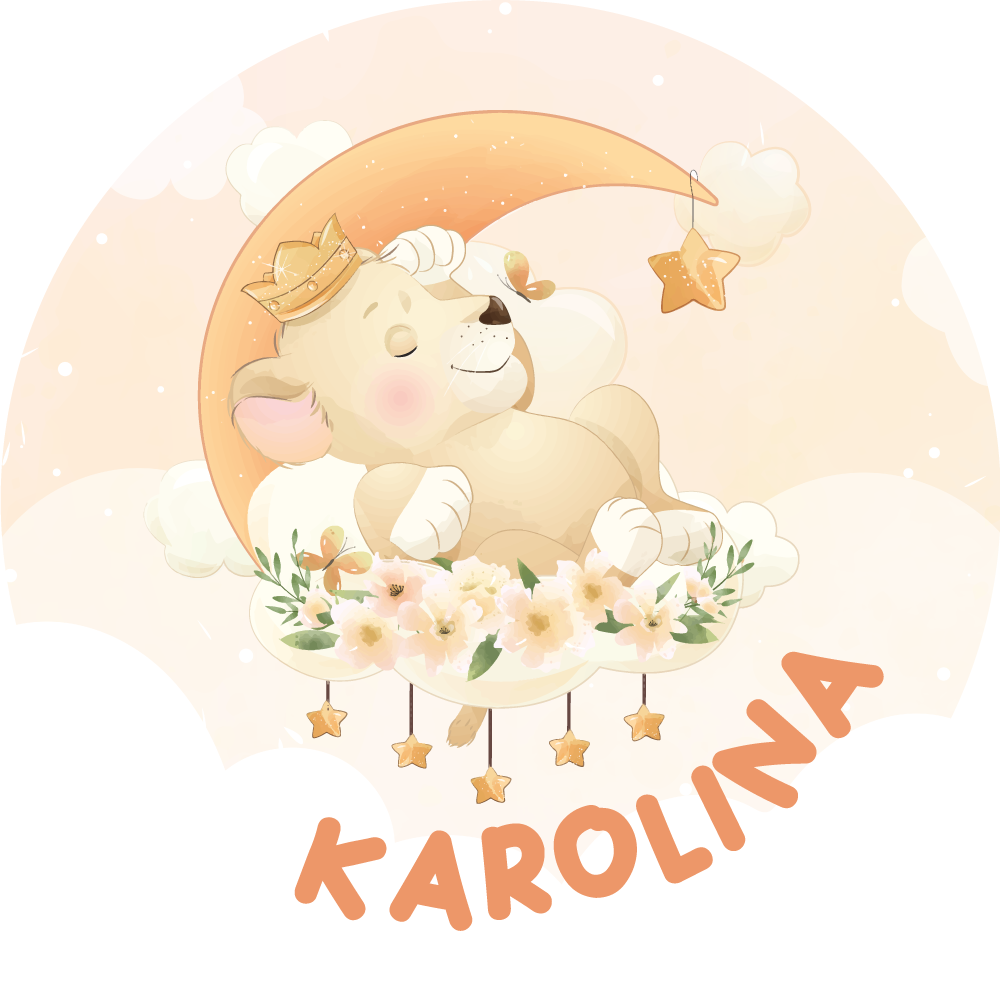 Søvnig løve vinyl teppe med navn - Tenstickers