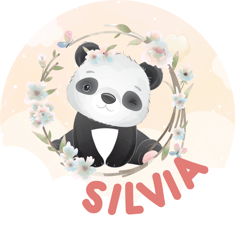 Søte dyr panda med navn Vinyl teppe firkant - Tenstickers