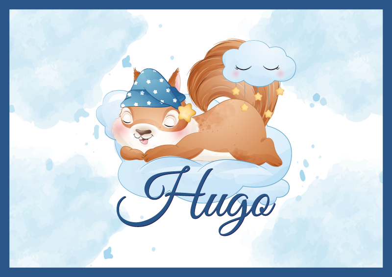 Søt ekorn drømmer vinyl teppe med navn - Tenstickers