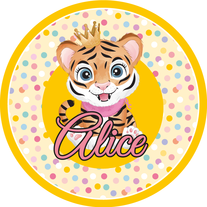 Søt tiger for jente med navn vinyl teppe baby - Tenstickers