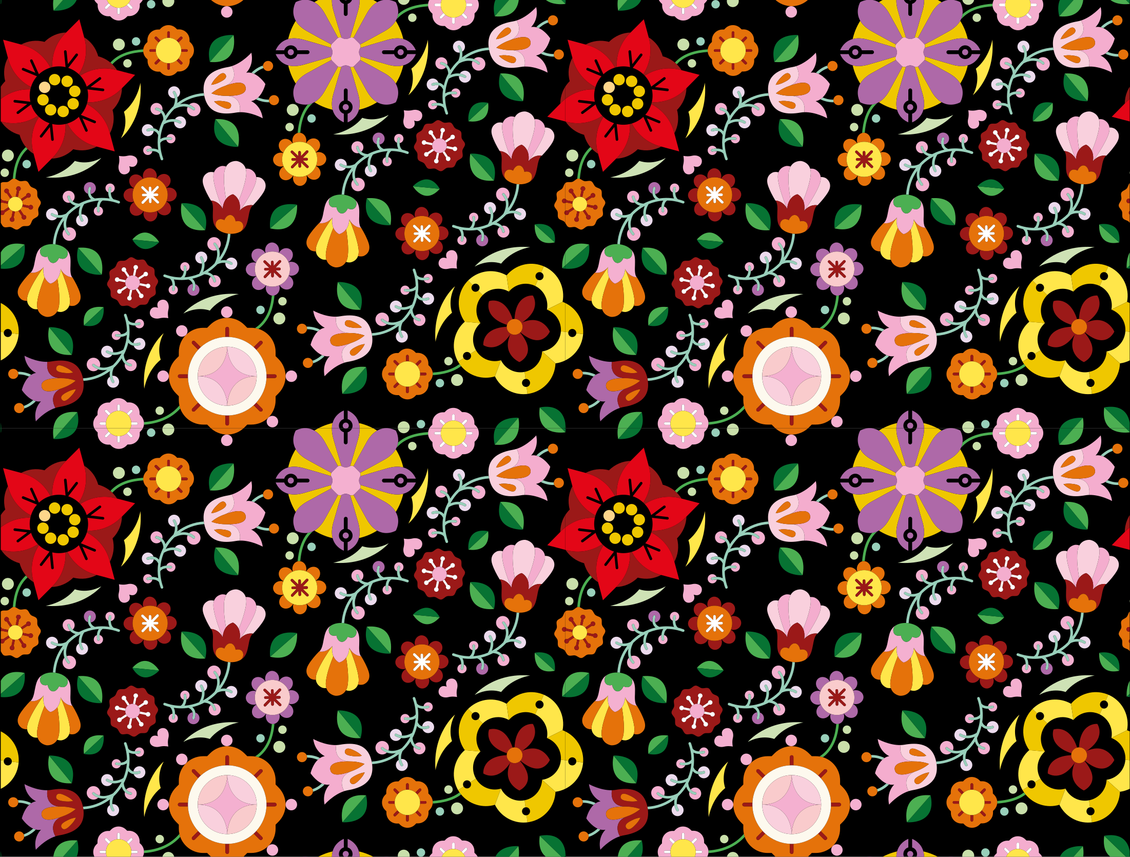 Polsk folkloremønster vinyl teppe blomster og planter - Tenstickers