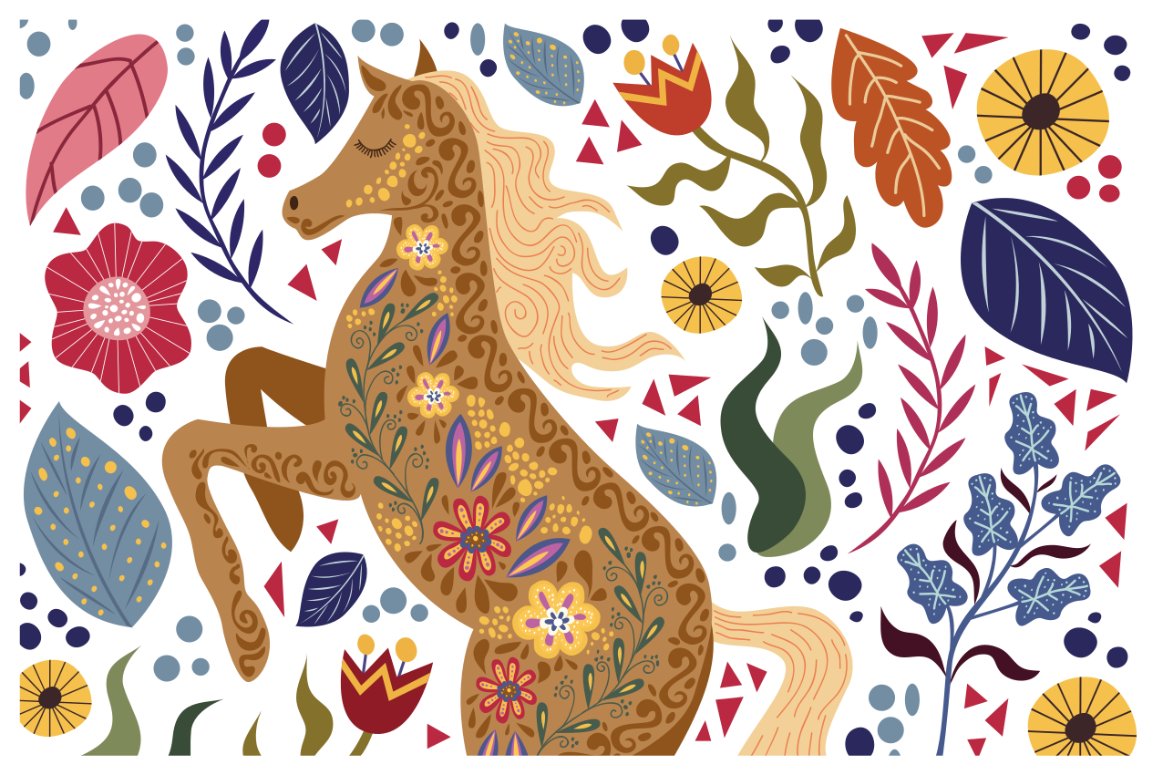 Majestetisk hestekunstverk vinyl teppe dyr - Tenstickers