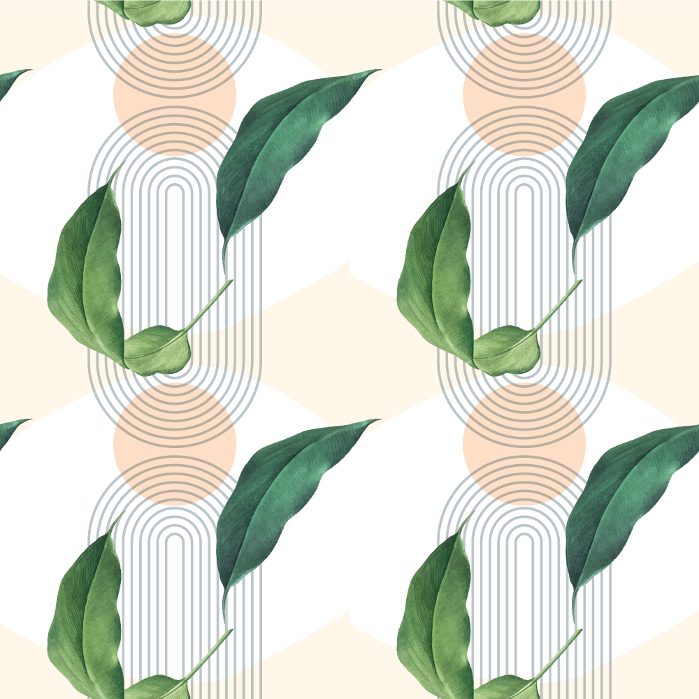 Geometriske løvmønstre vinyl teppe natur - Tenstickers