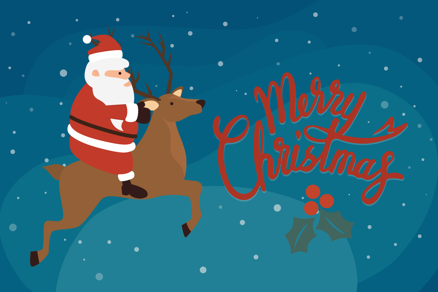 Julenissen med reindrift Jul vinyl teppe - Tenstickers